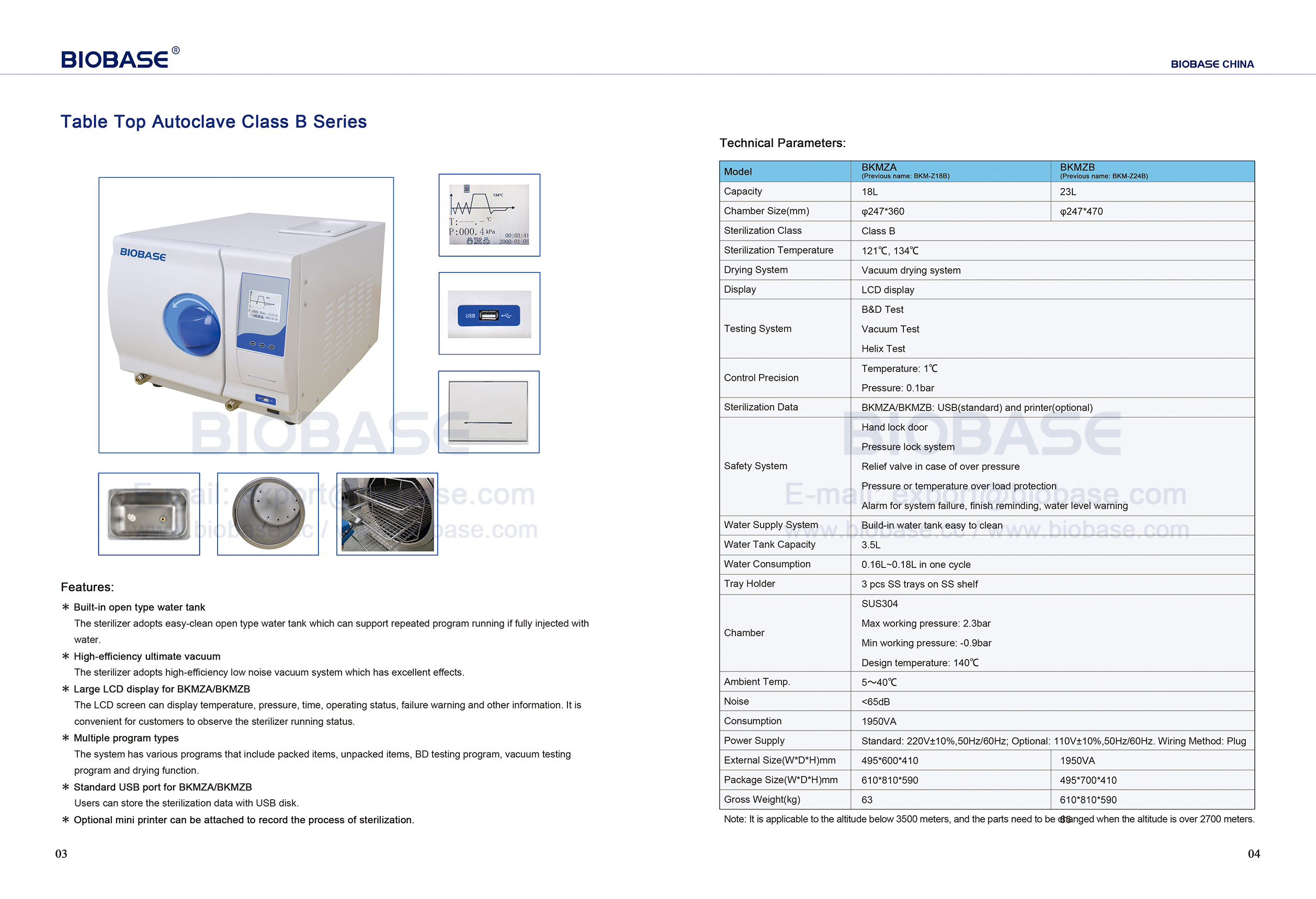 3-4 Table top autoclave Class B series