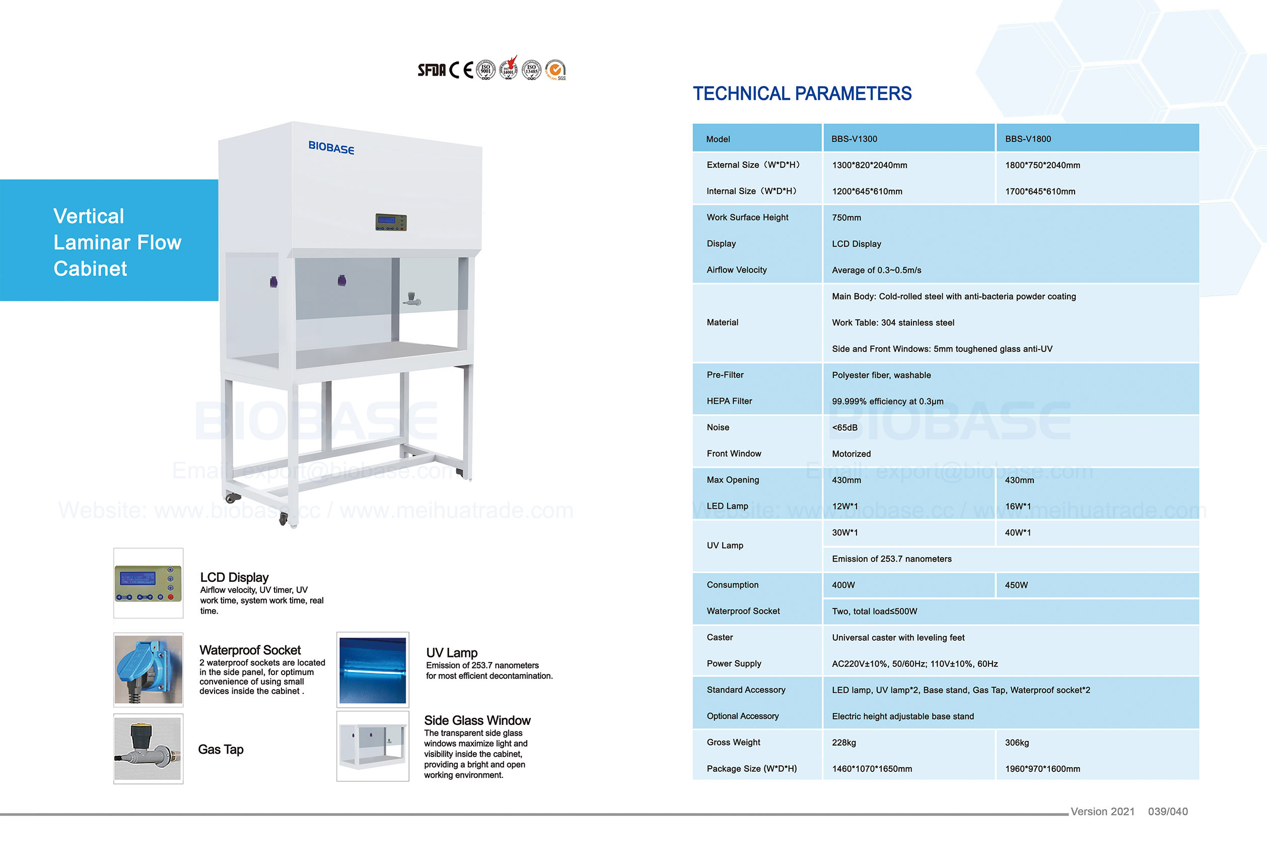 39-40 Vertical Laminar Flow Cabinet--BBS-V1300 BBS-V1800