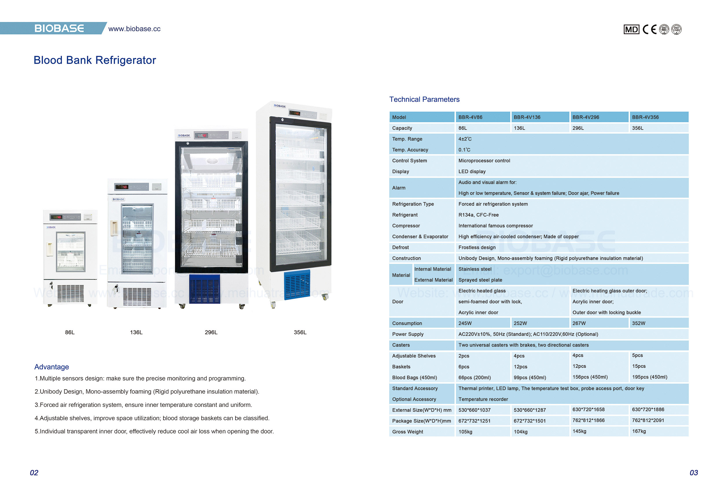 2-3 Blood Bank Refrigerator(Single Door)