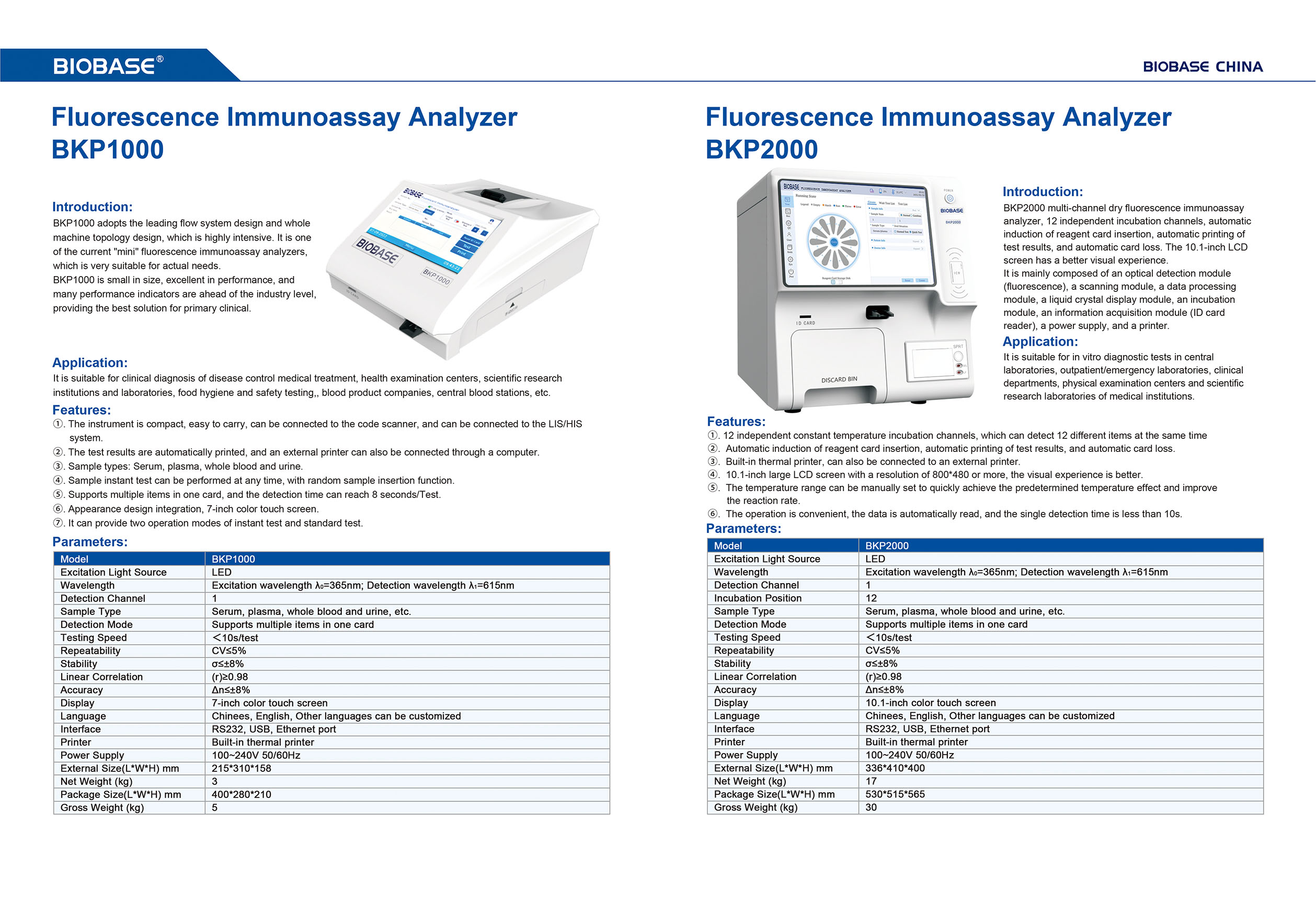 Fluorescence Immunoassay Analyzer BKP1000&BKP2000