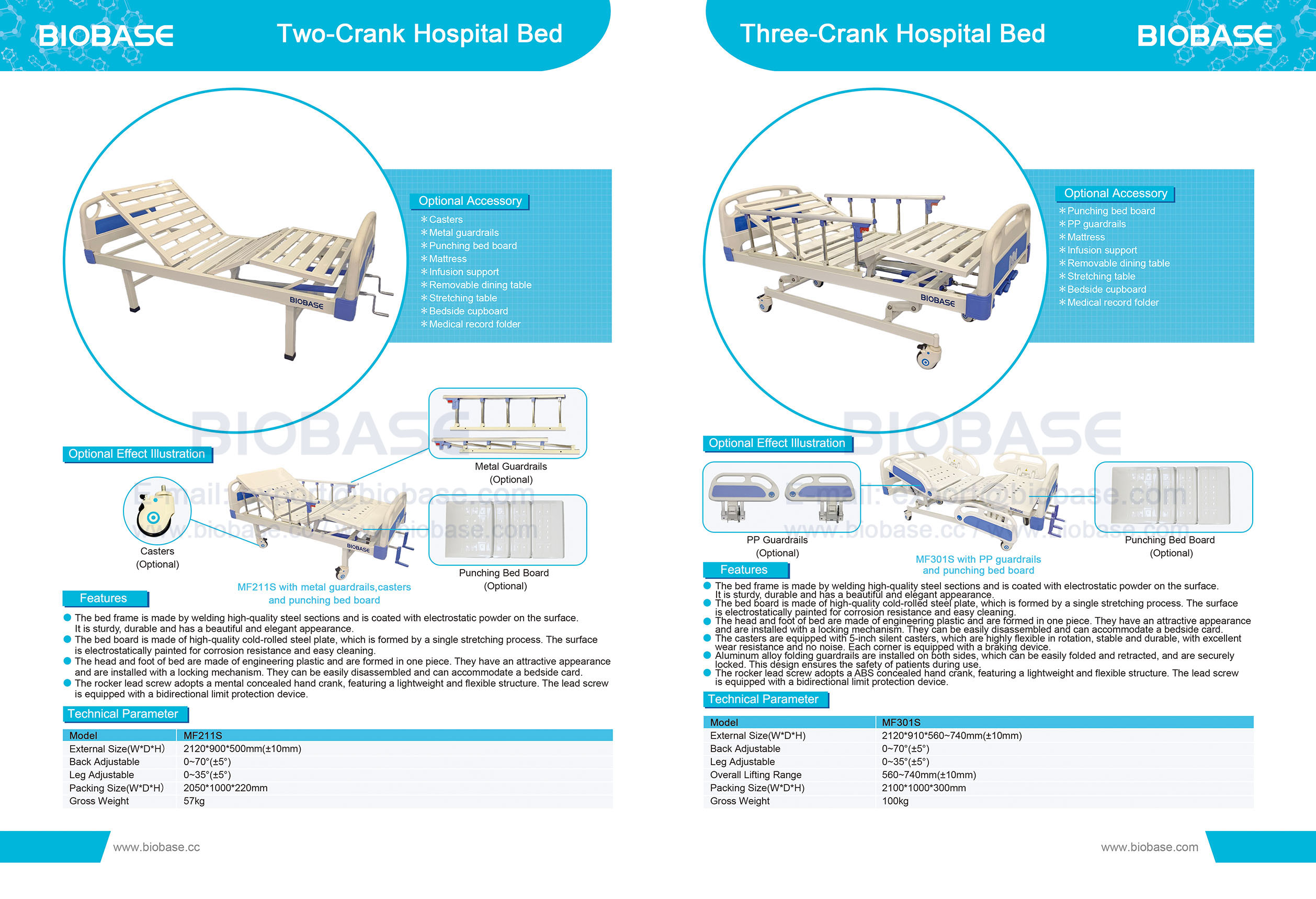 11 Two-Crank Hospital Bed MF211S&Three-Crank Hospital Bed MF301S
