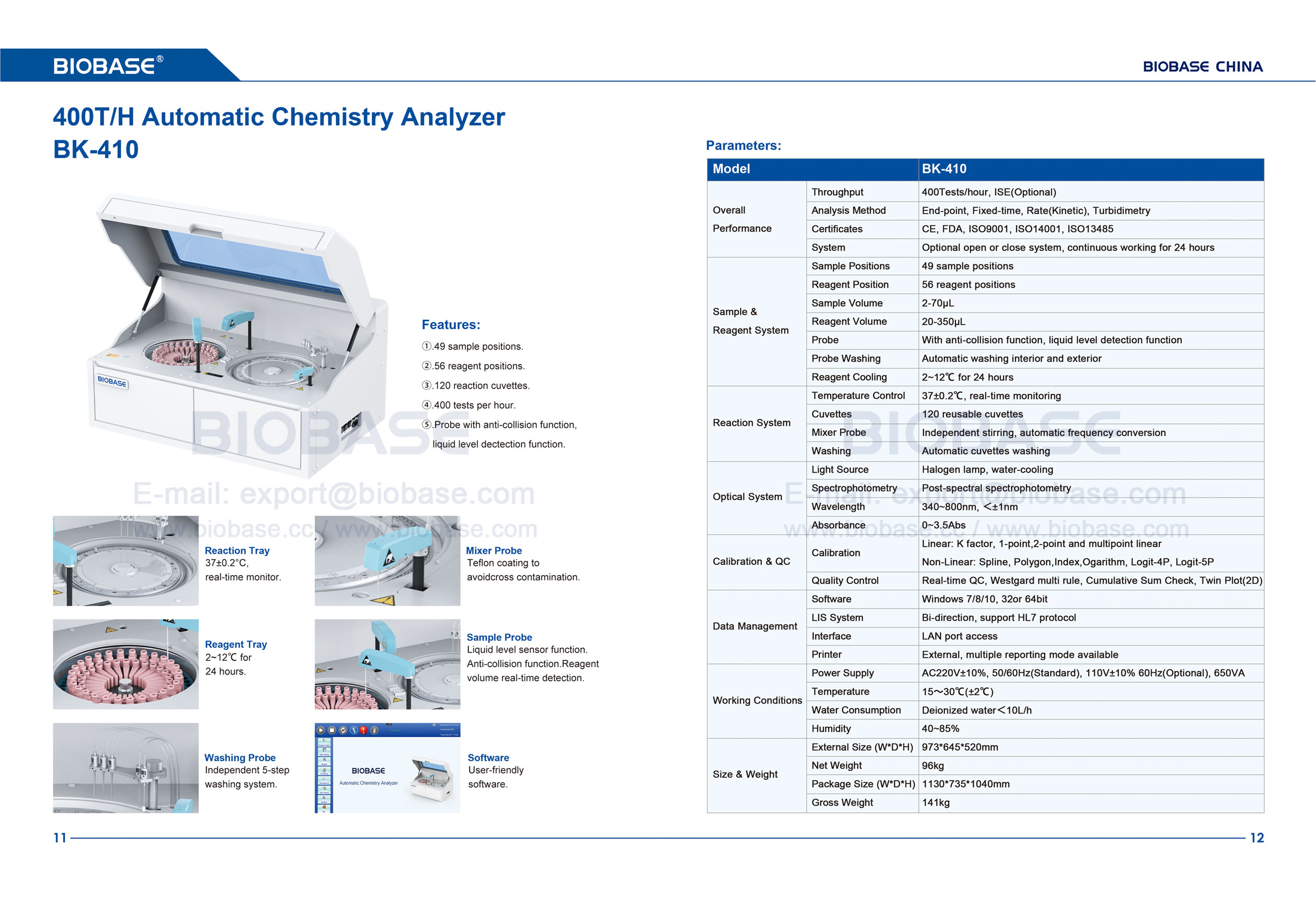 11-12 BK-410 Automatic Chemistry Analyzer