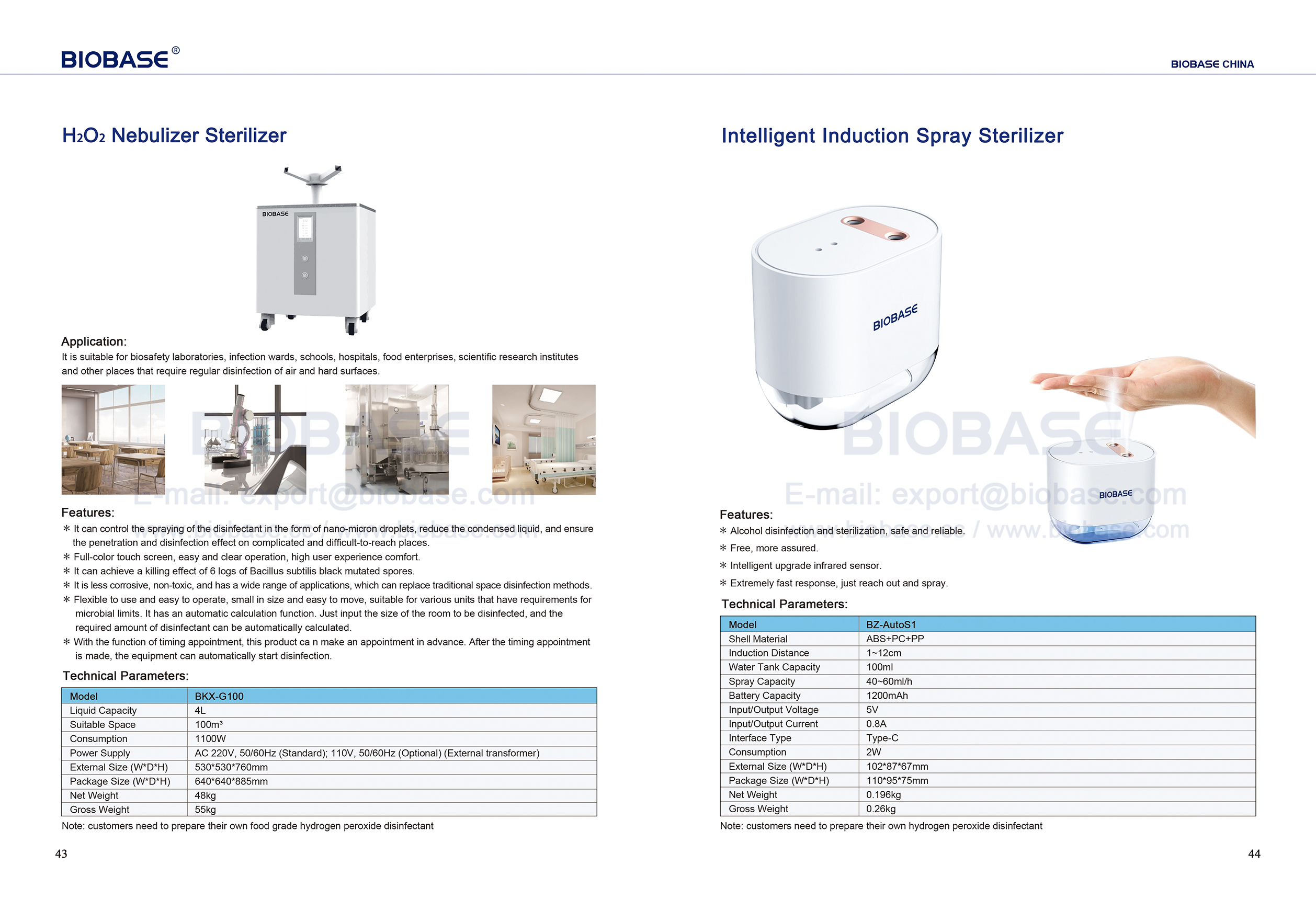 43-44 H₂O₂ Nebulizer Sterilizer & Intelligent Induction Spray Sterilizer