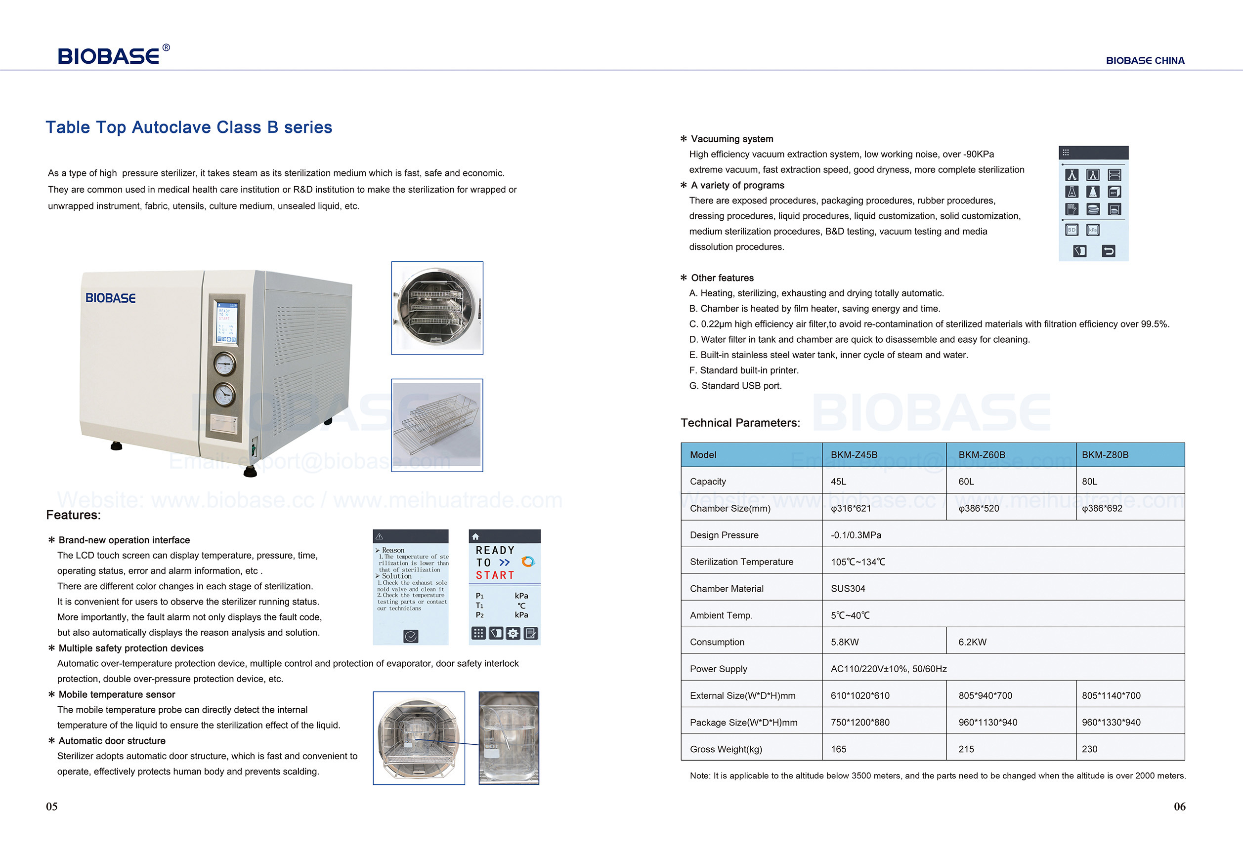 5-6 Table Top Autoclave Class B series