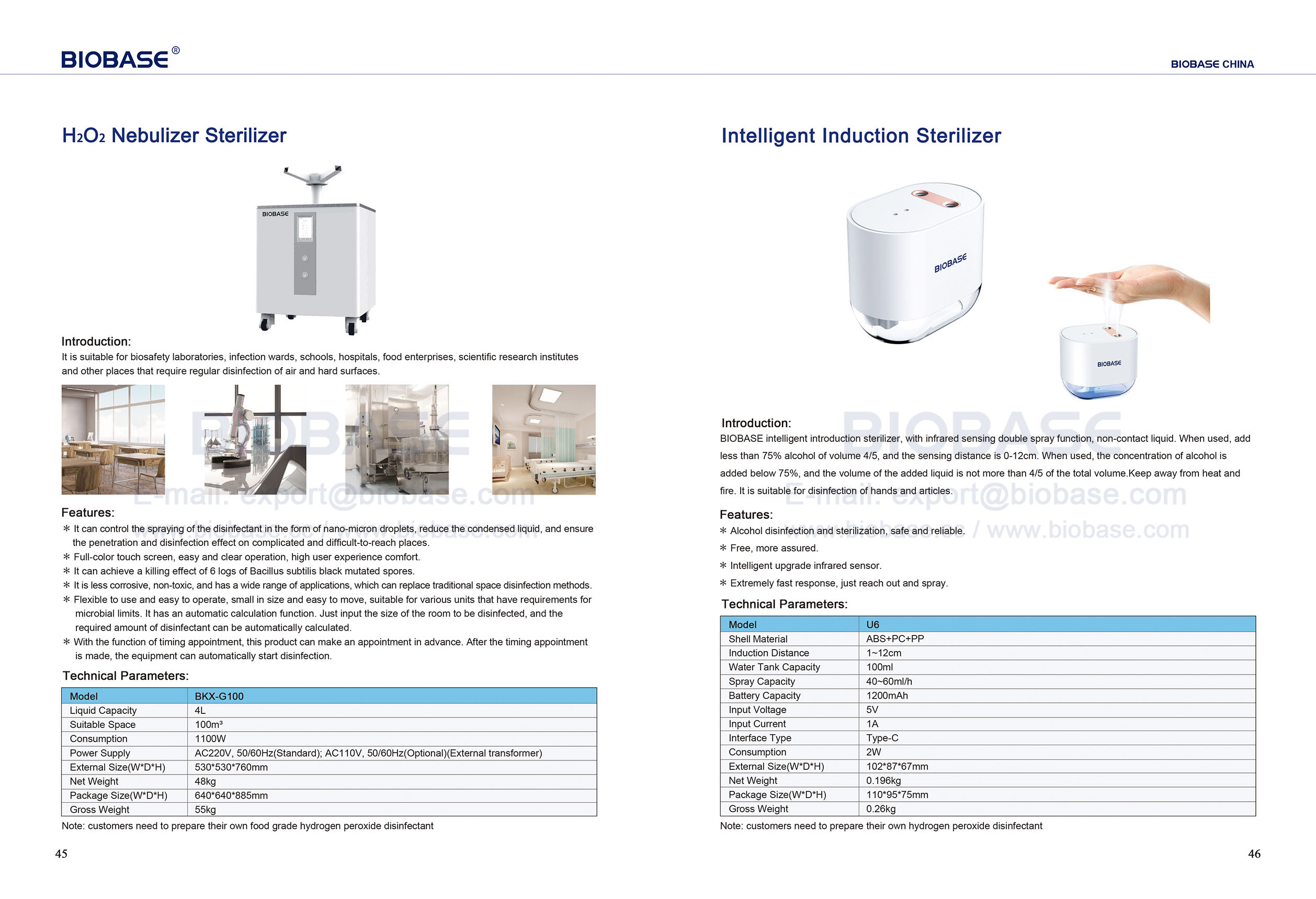 45-46 H₂O₂ Nebulizer Sterilizer & Intelligent Induction Sterilizer