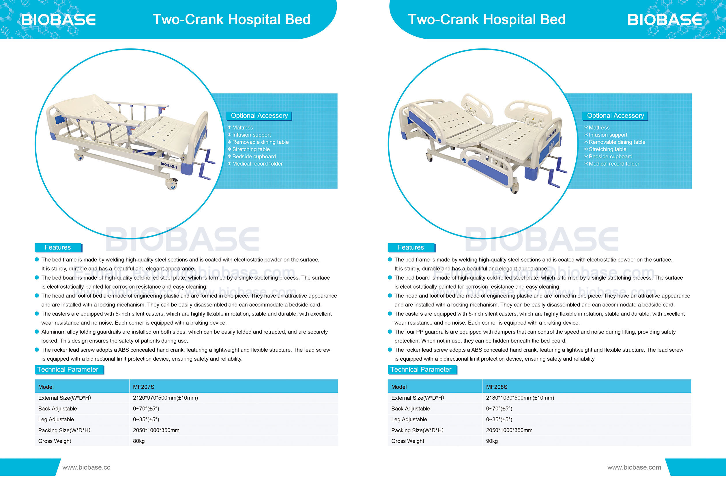 10 Two-Crank Hospital Bed MF207S MF208S