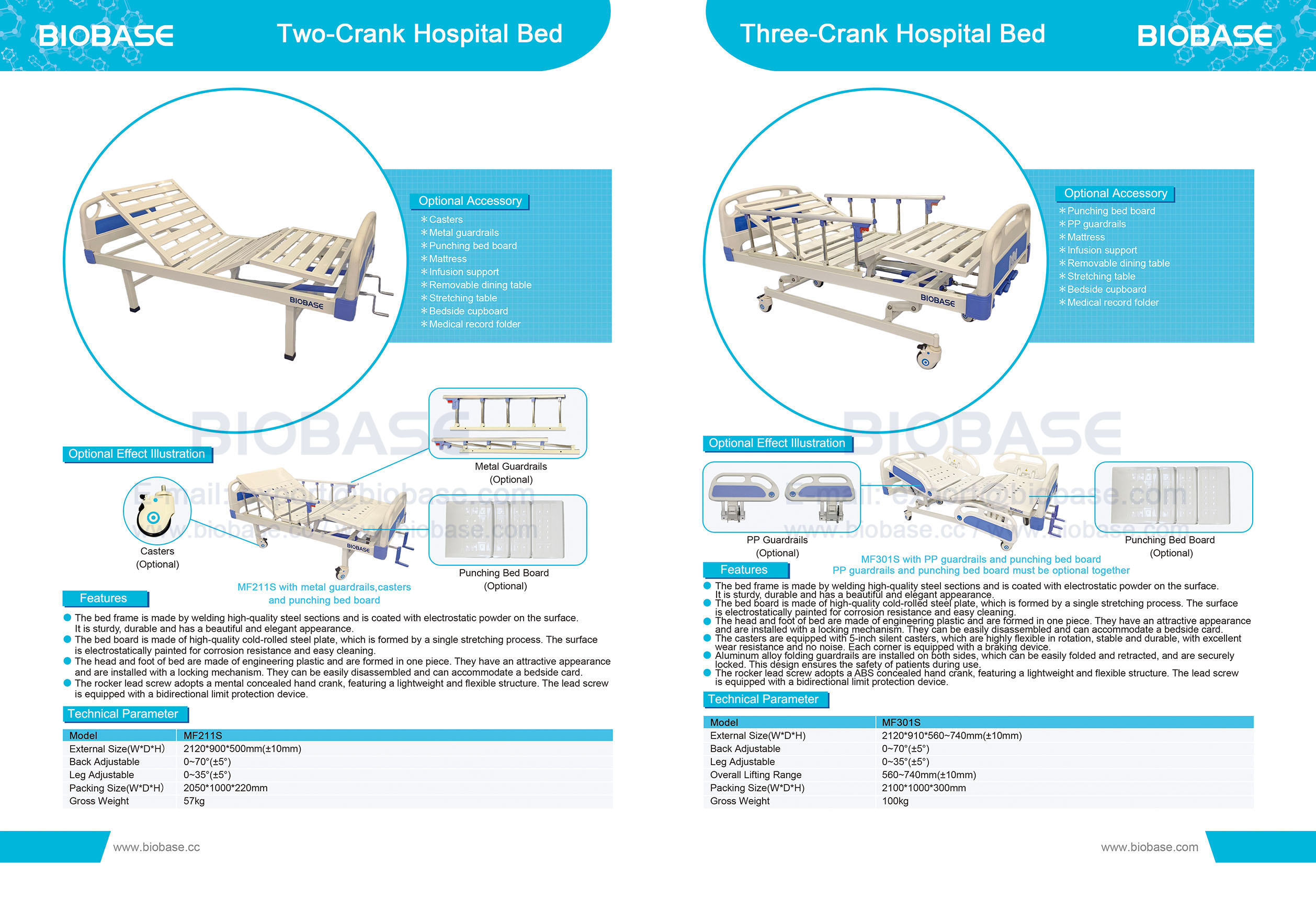 11 Two-Crank Hospital Bed MF211S&Three-Crank Hospital Bed MF301S