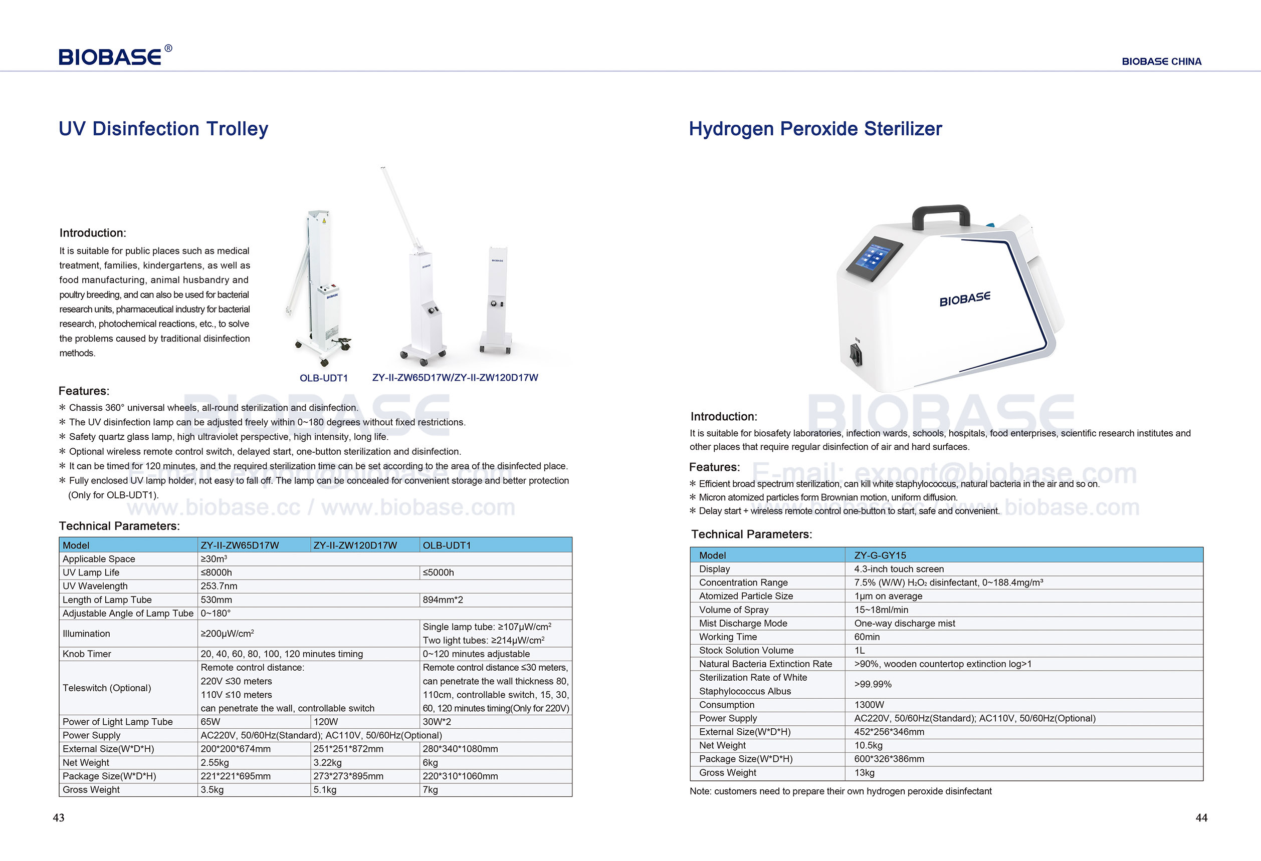 43-44 UV Disinfection Trolley & Hydrogen Peroxide Sterilizer