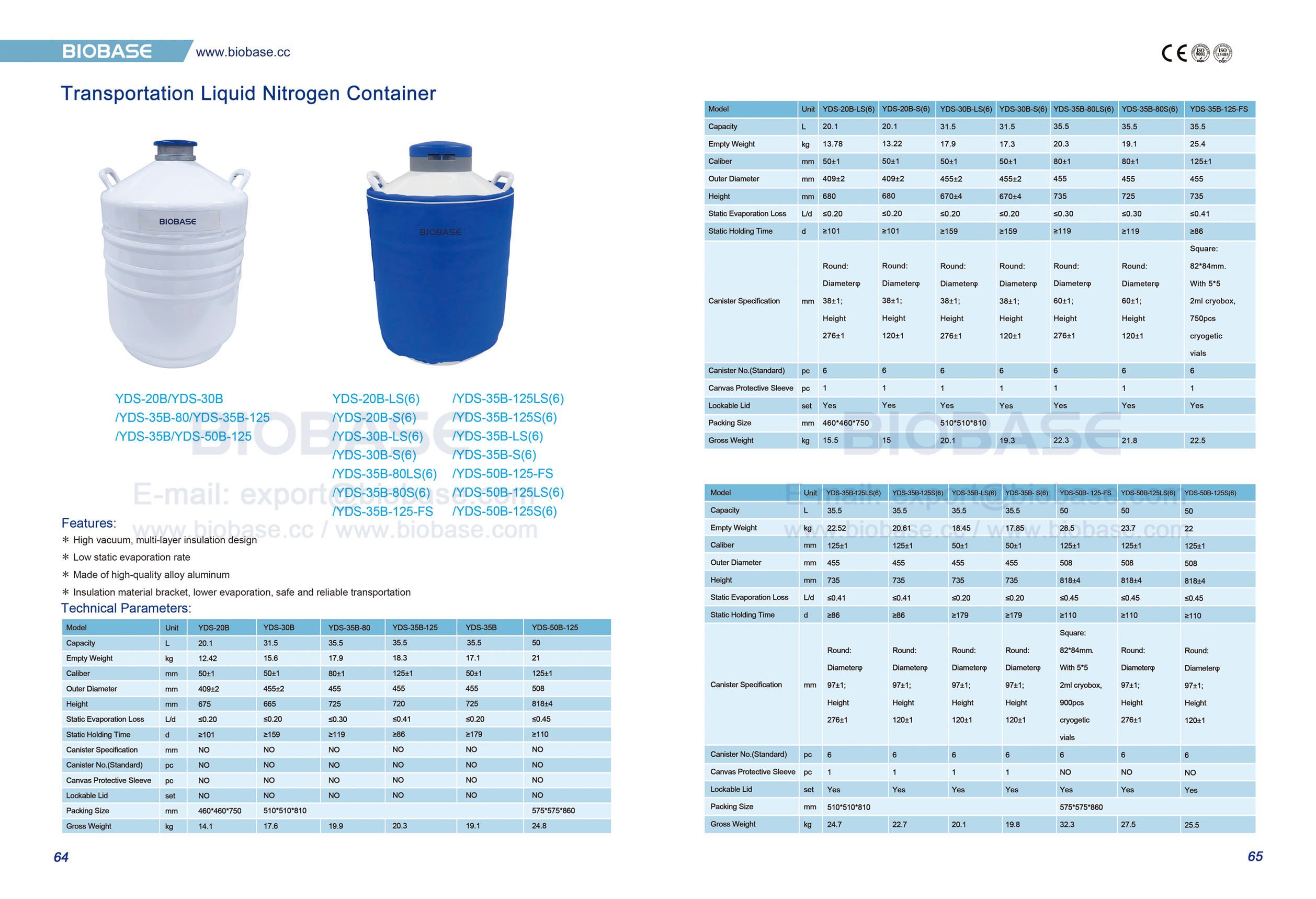 64-65 Transportation Liquid Nitrogen Container
