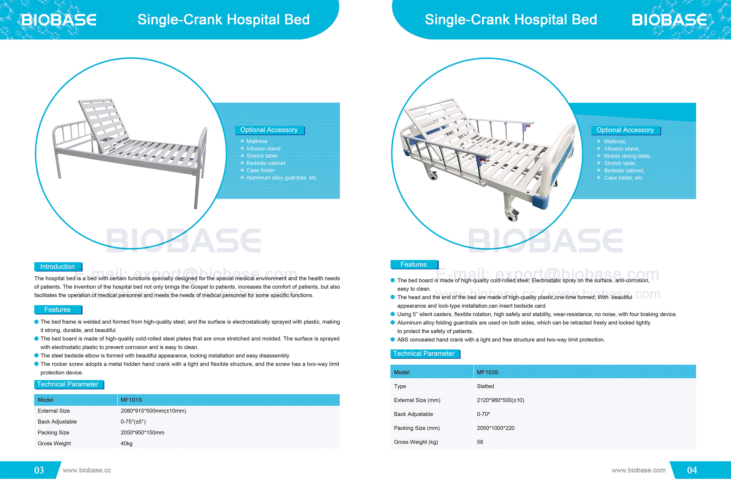 3-4 Single-Crank Hospital Bed
