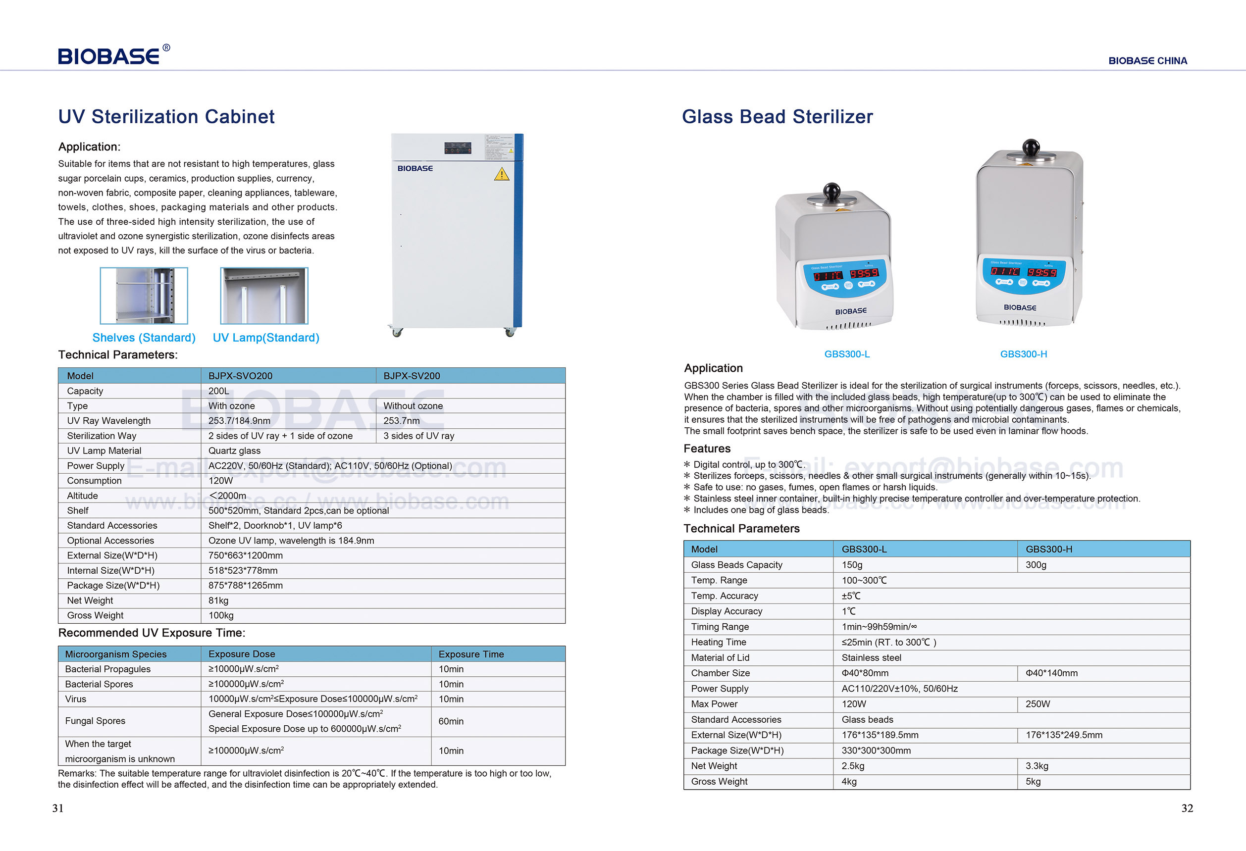31-32 UV Sterilization Cabinet & Glass bead sterilizer 