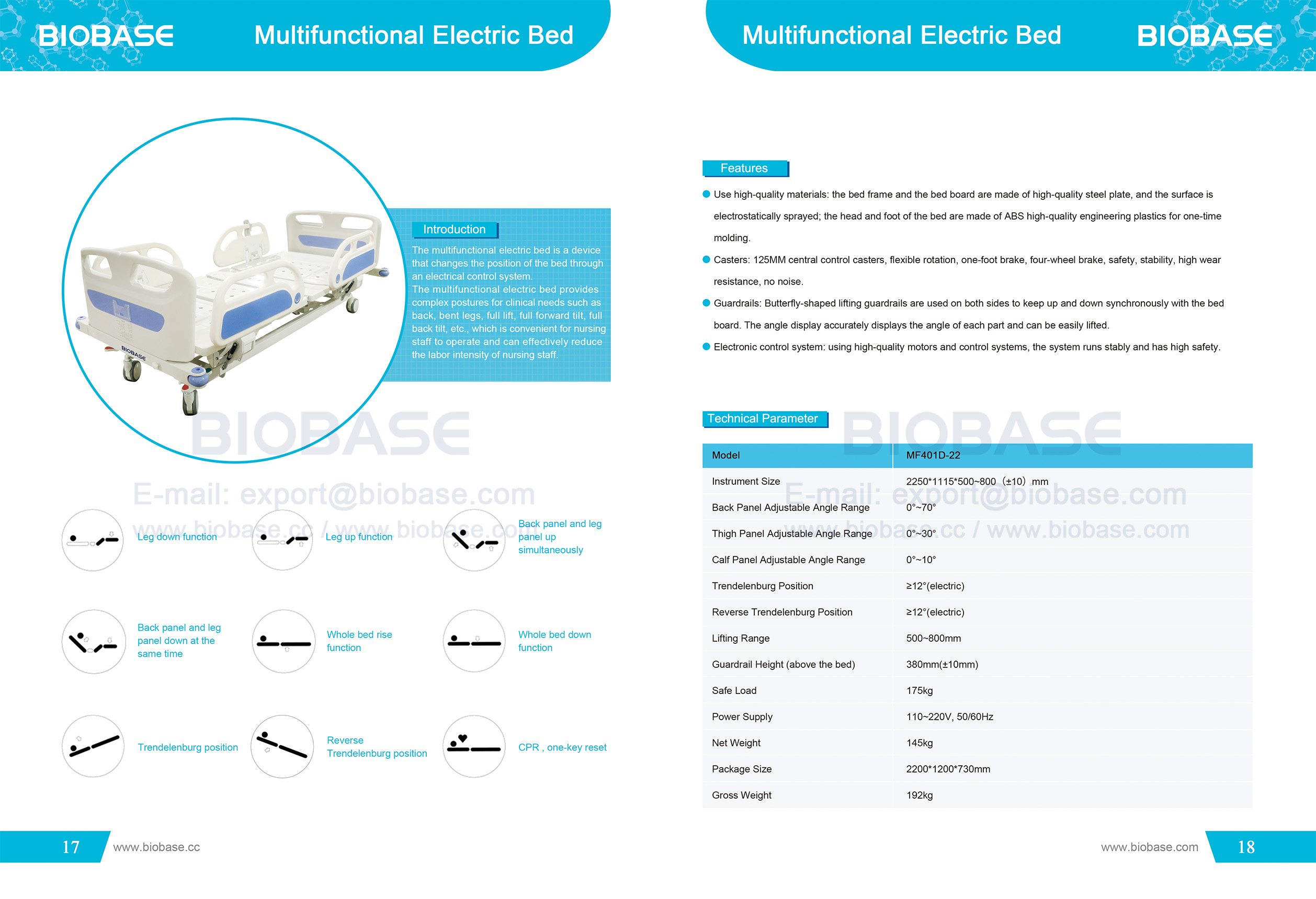 17-18 Multifunctional Electric Bed MF401D-22