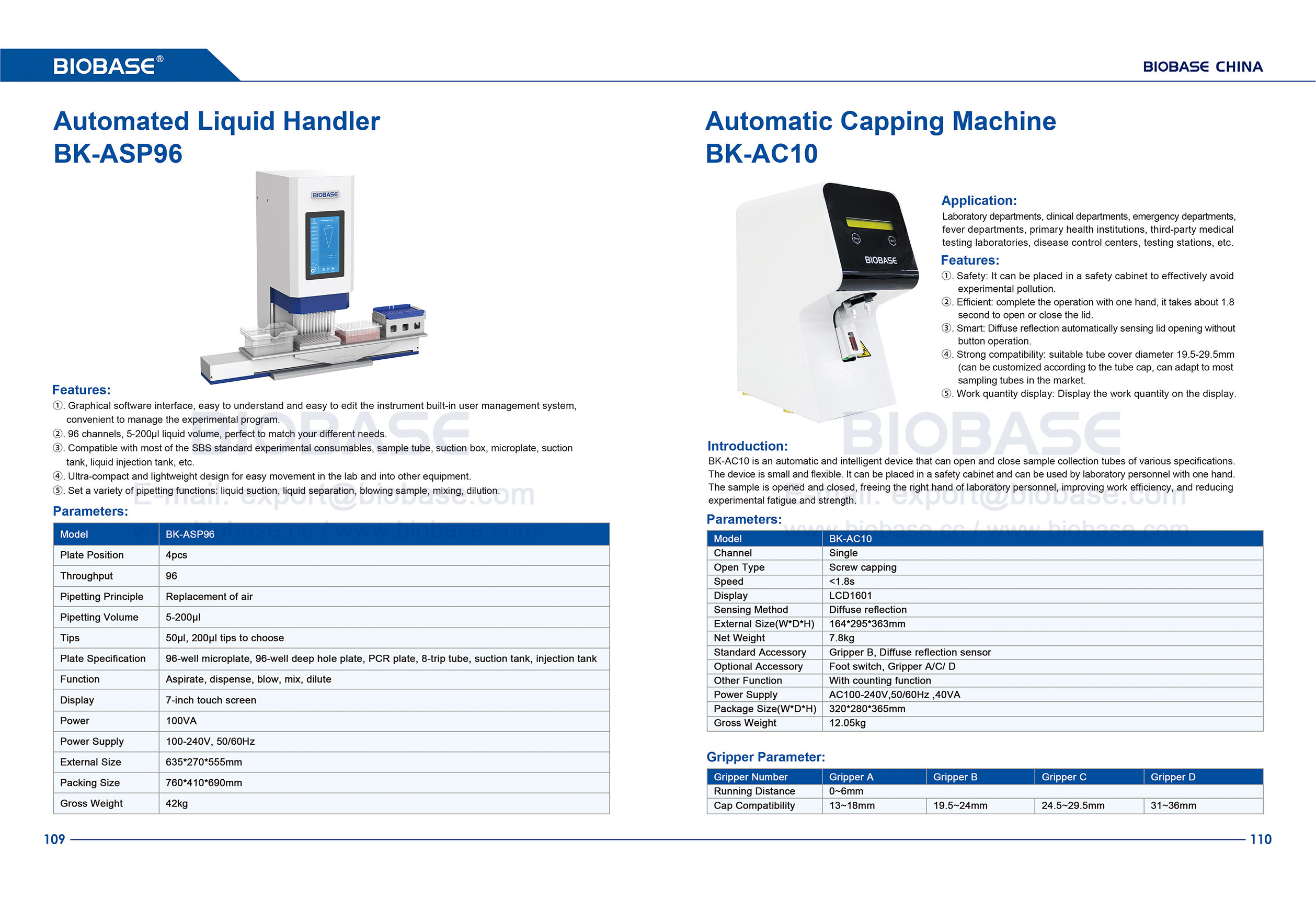 109-110 Automated Liquid Handler BK-ASP96&Automatic Capping Machine BK-AC10
