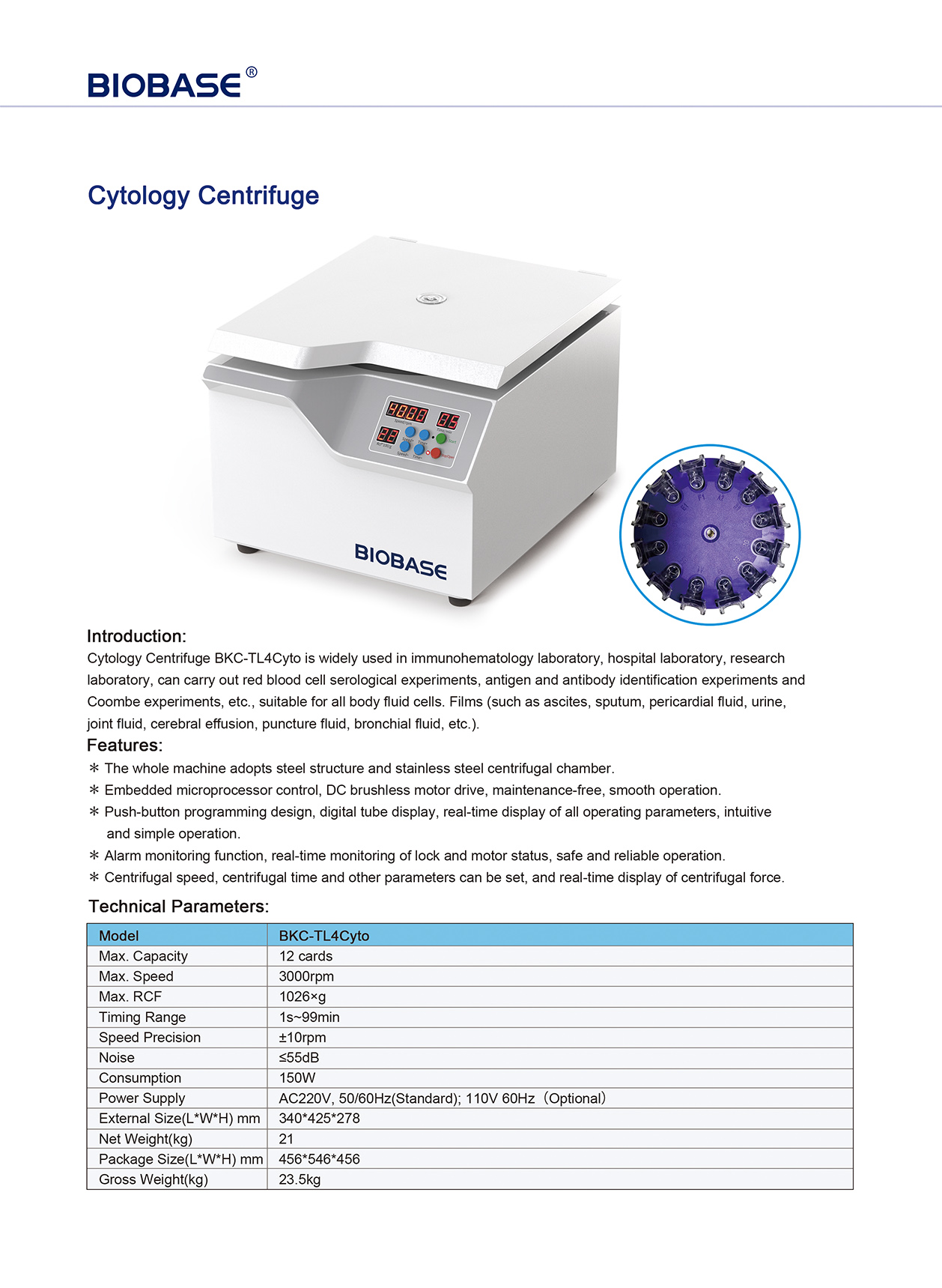 Cytology Centrifuge BKC-TL4Cyto