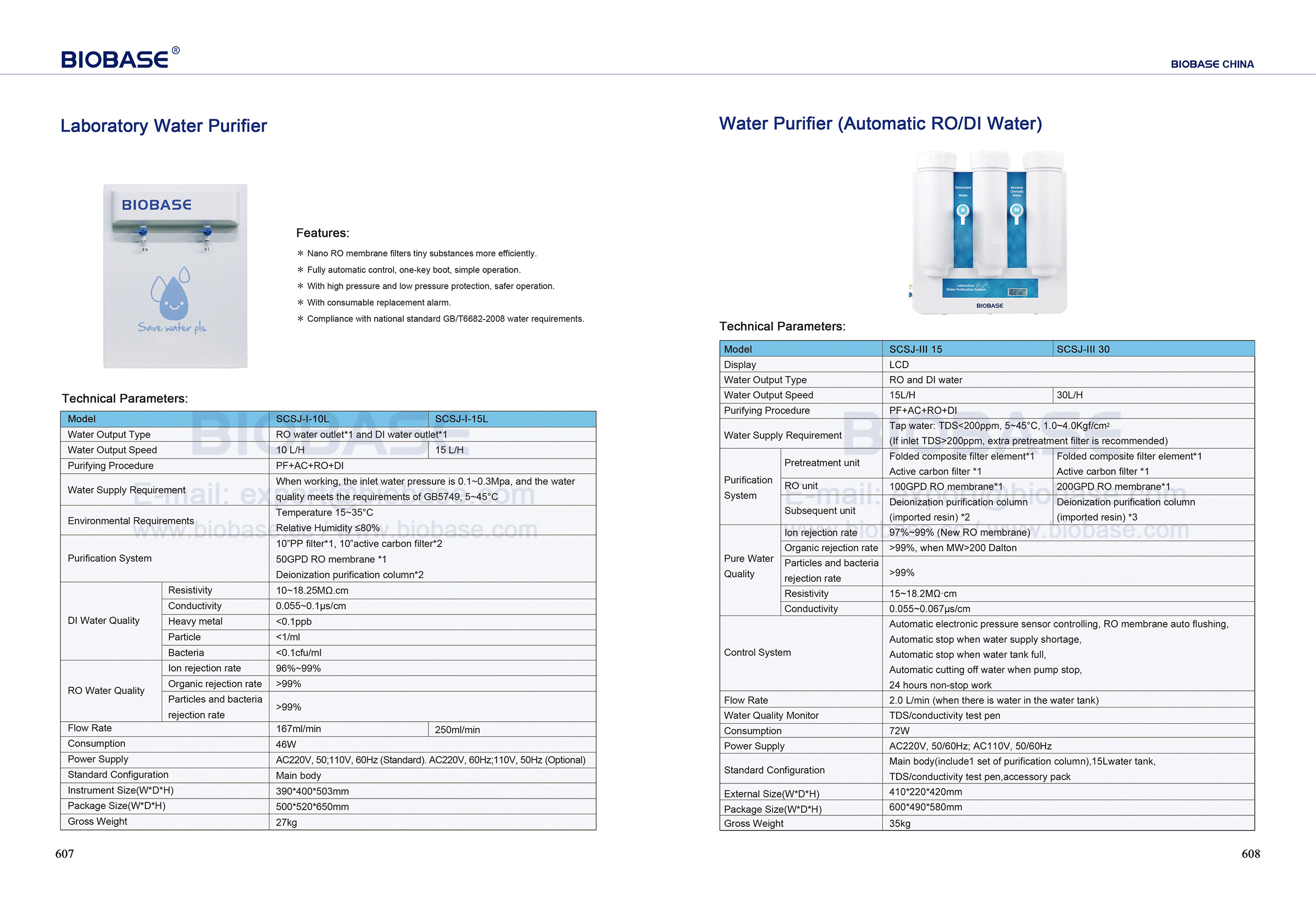 607-608 Laboratory Water Purifier & Water Purifier (RO DI water)