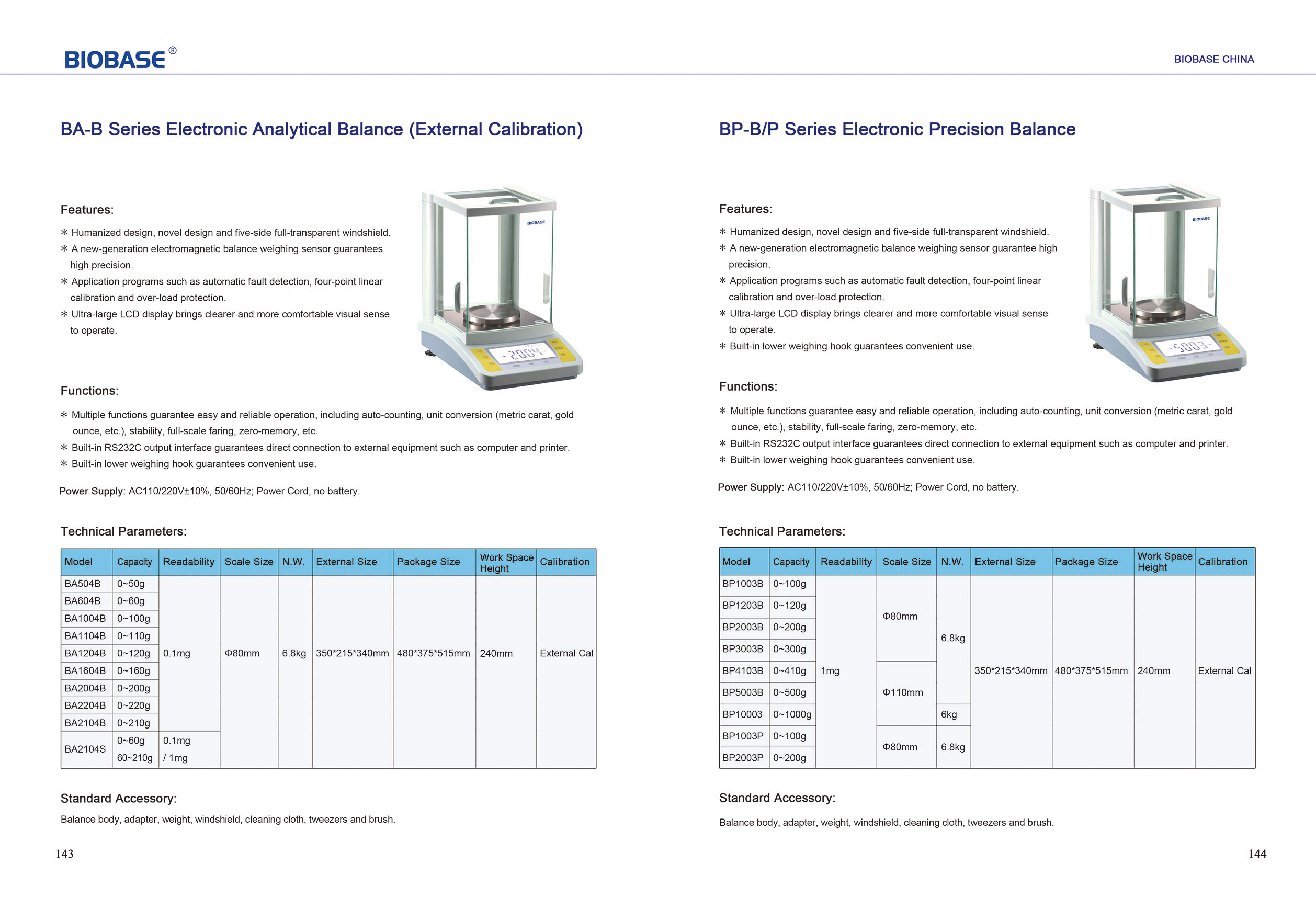 143-144 Electronic Analytical Balance　＆　Electronic Precision Balance