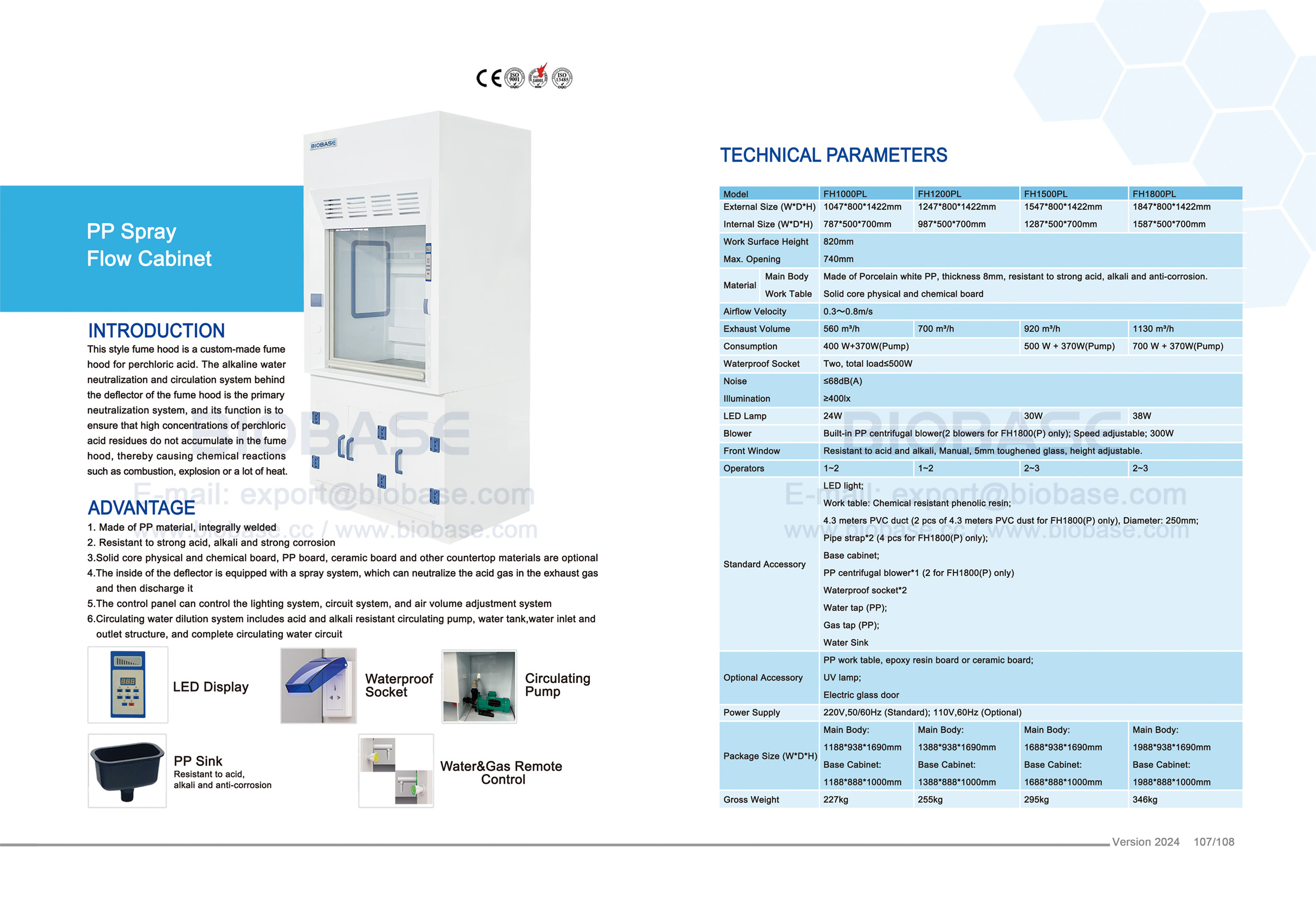 107-108 PP Spray Fume Hood