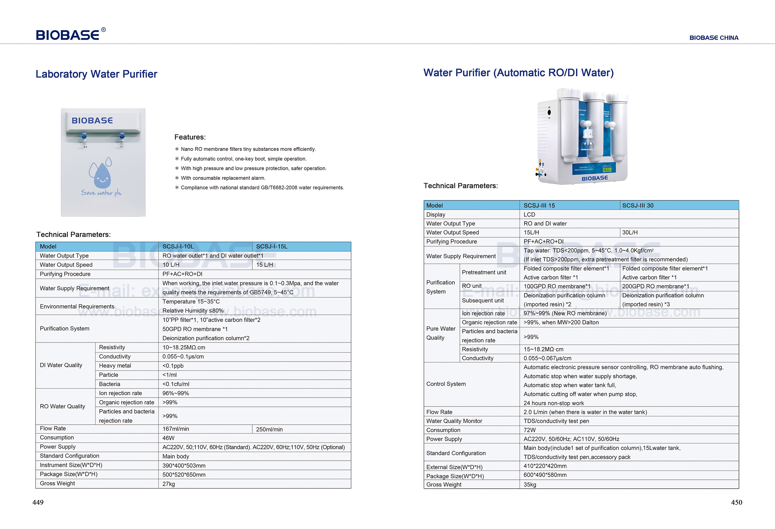 449-450Laboratory Water Purifier & Water Purifier (RO DI water)