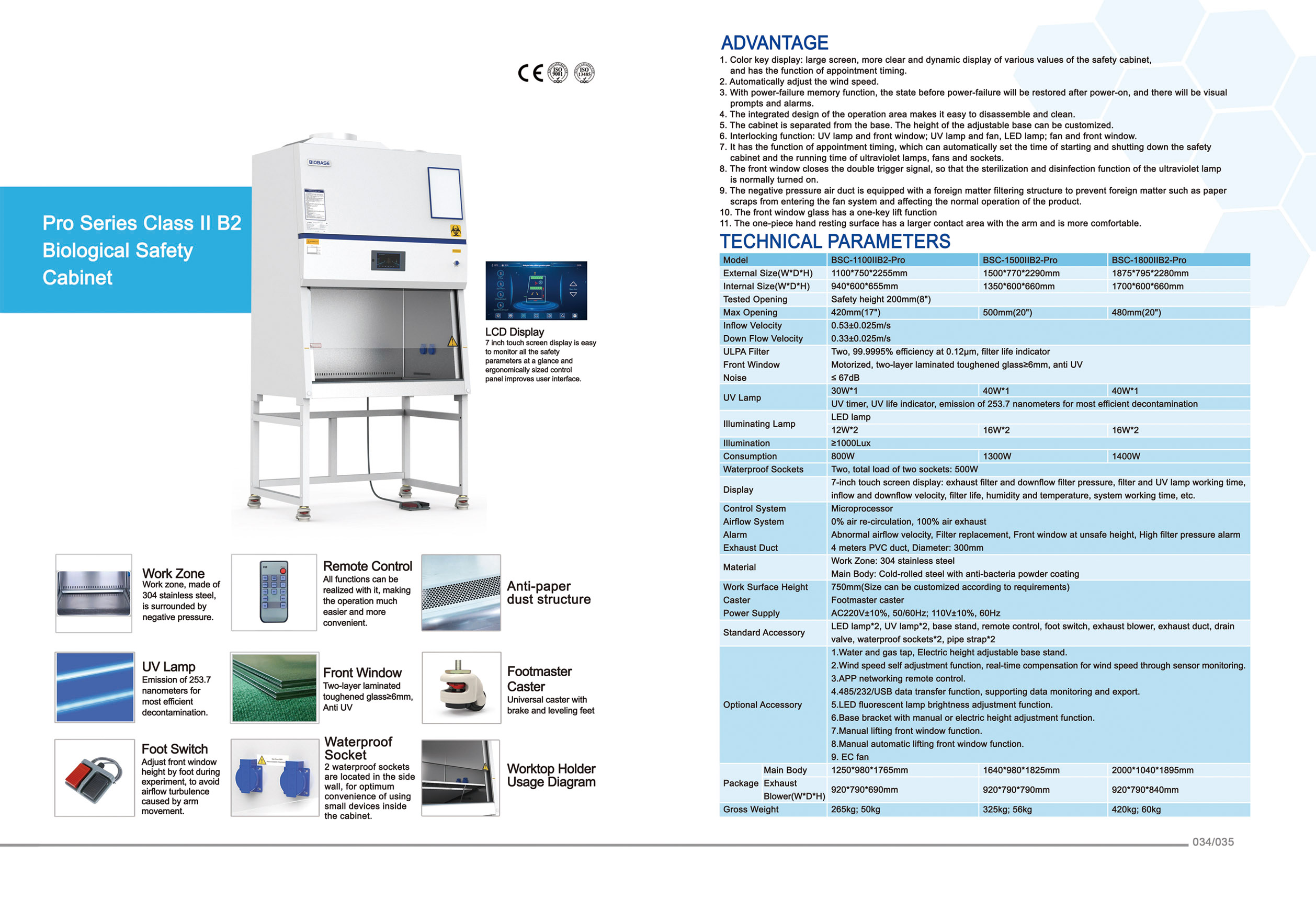 34-35 Pro Series Class II B2 Biological Safety Cabinet