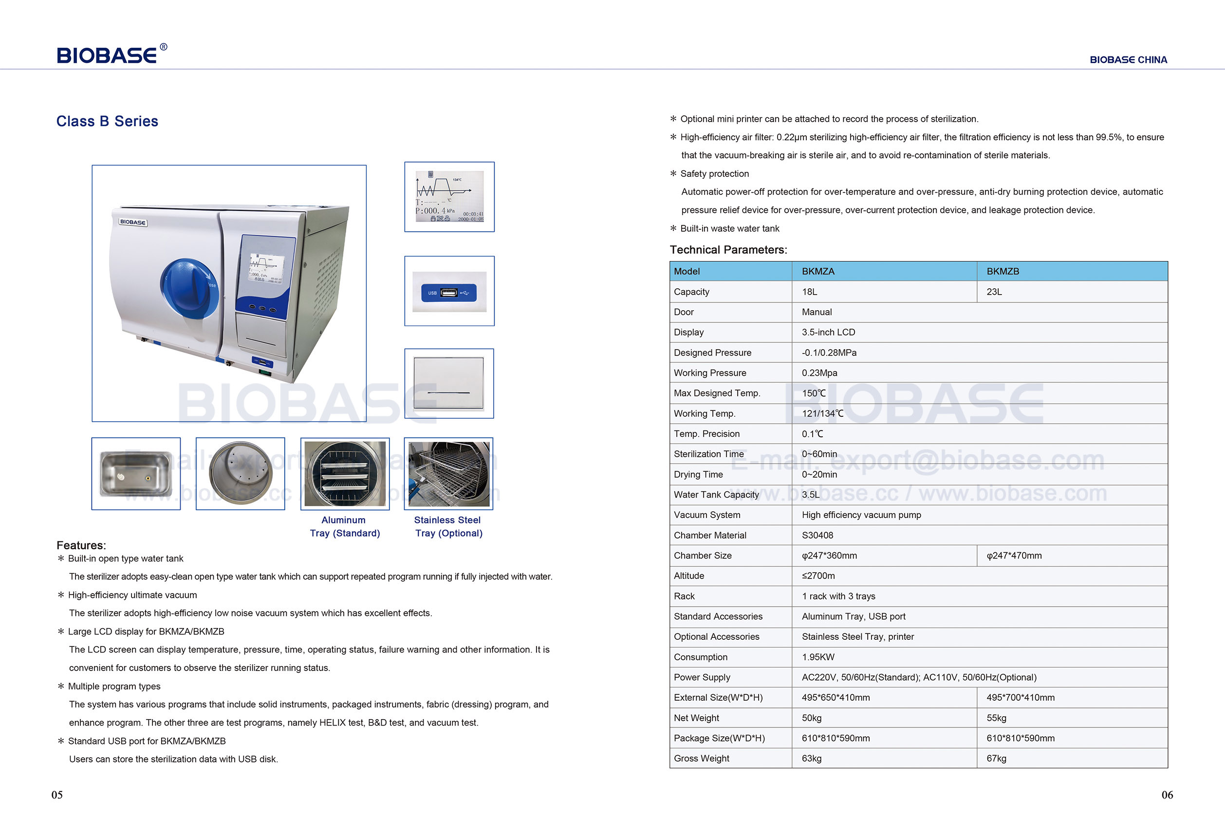 5-6 Table top autoclave Class B series