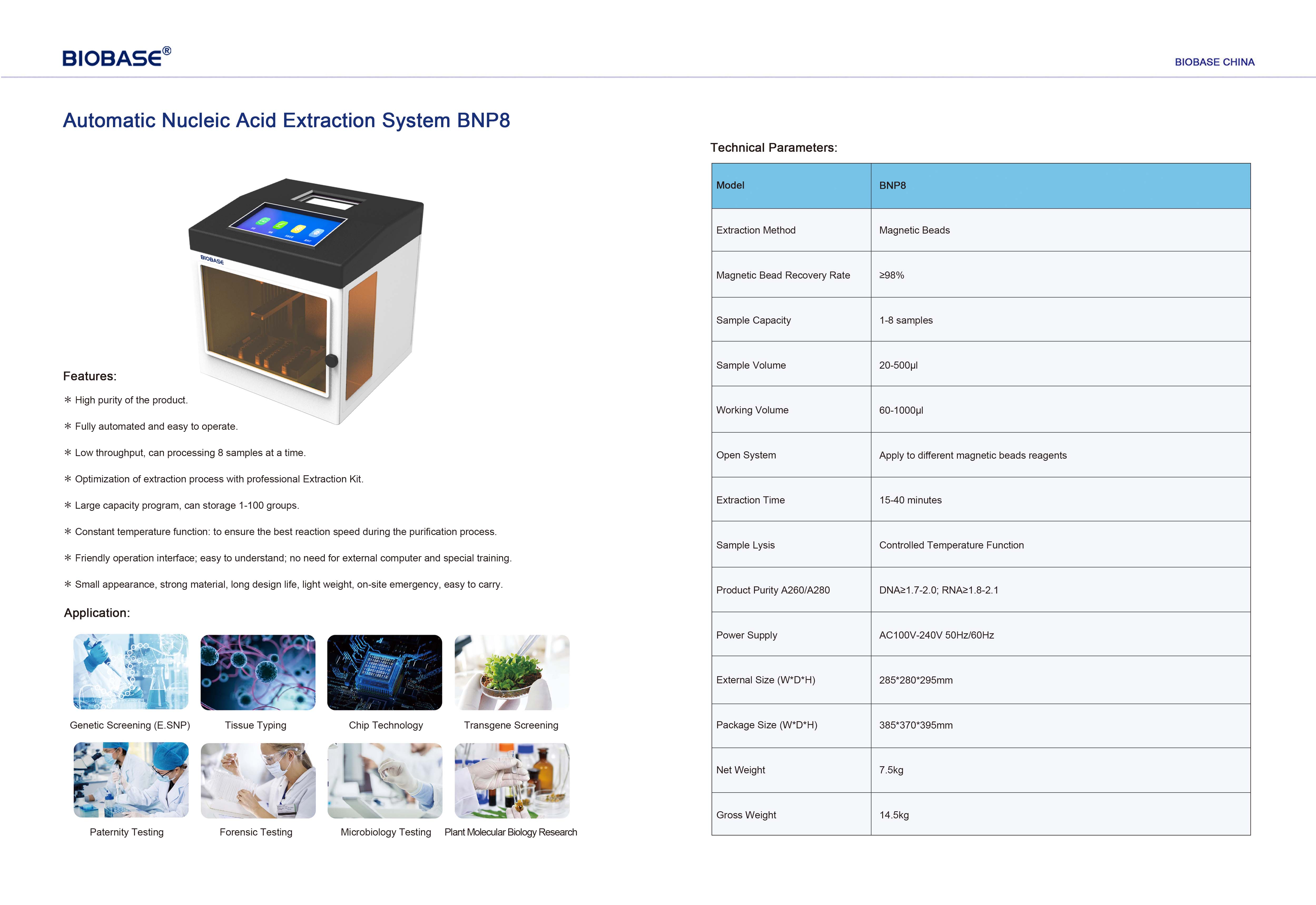 Automatic Nucleic Acid Extraction System BNP8