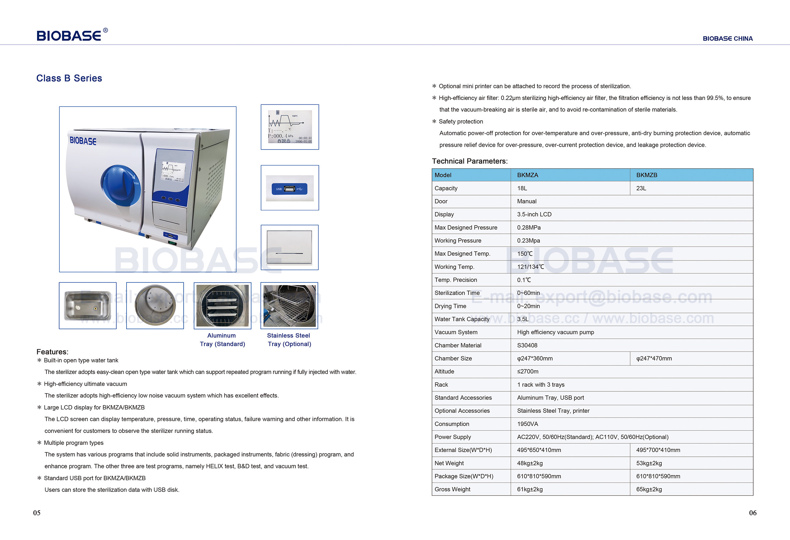 5-6 Table top autoclave Class B series