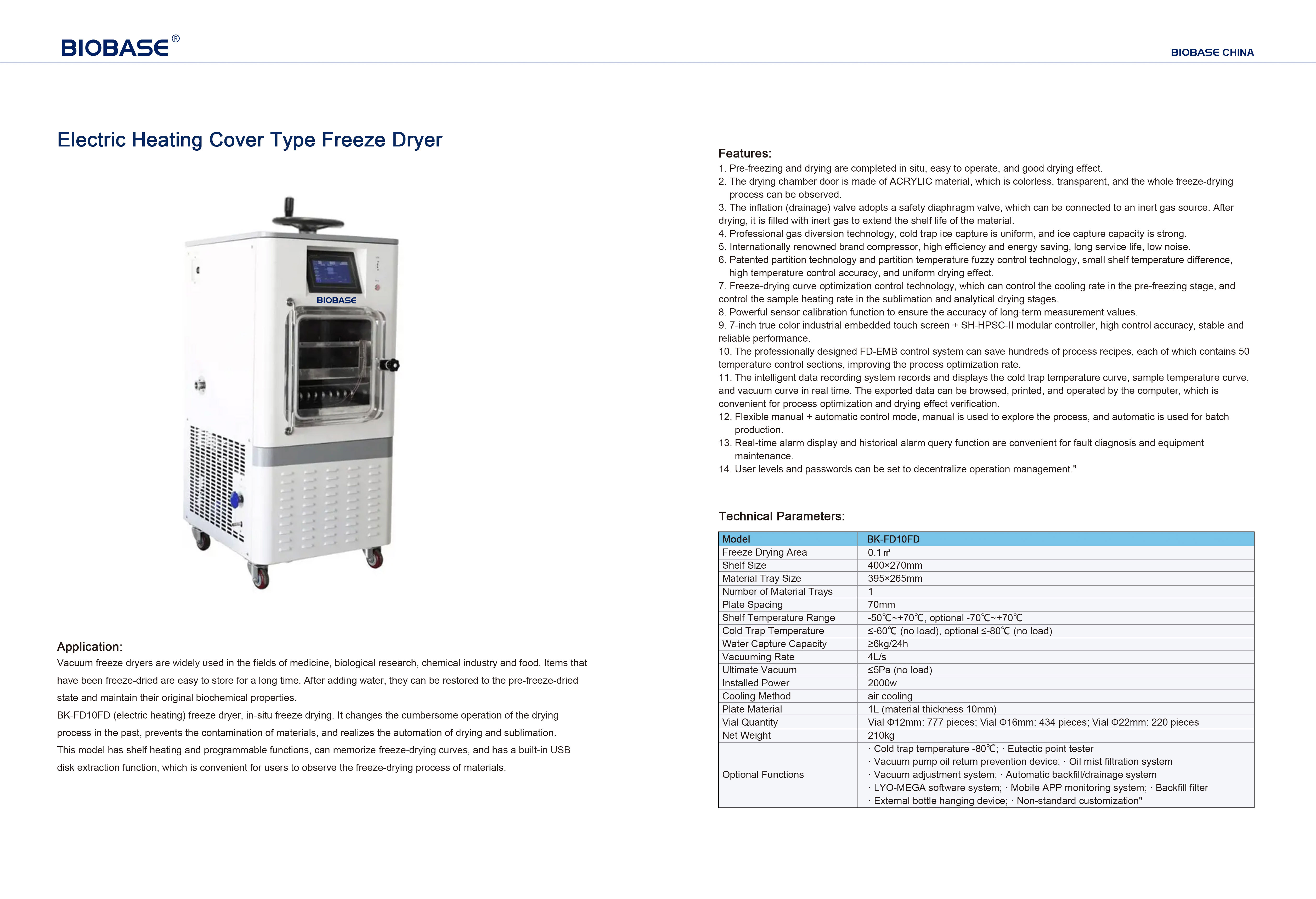Electric Heating Cover Type Freeze Dryer
