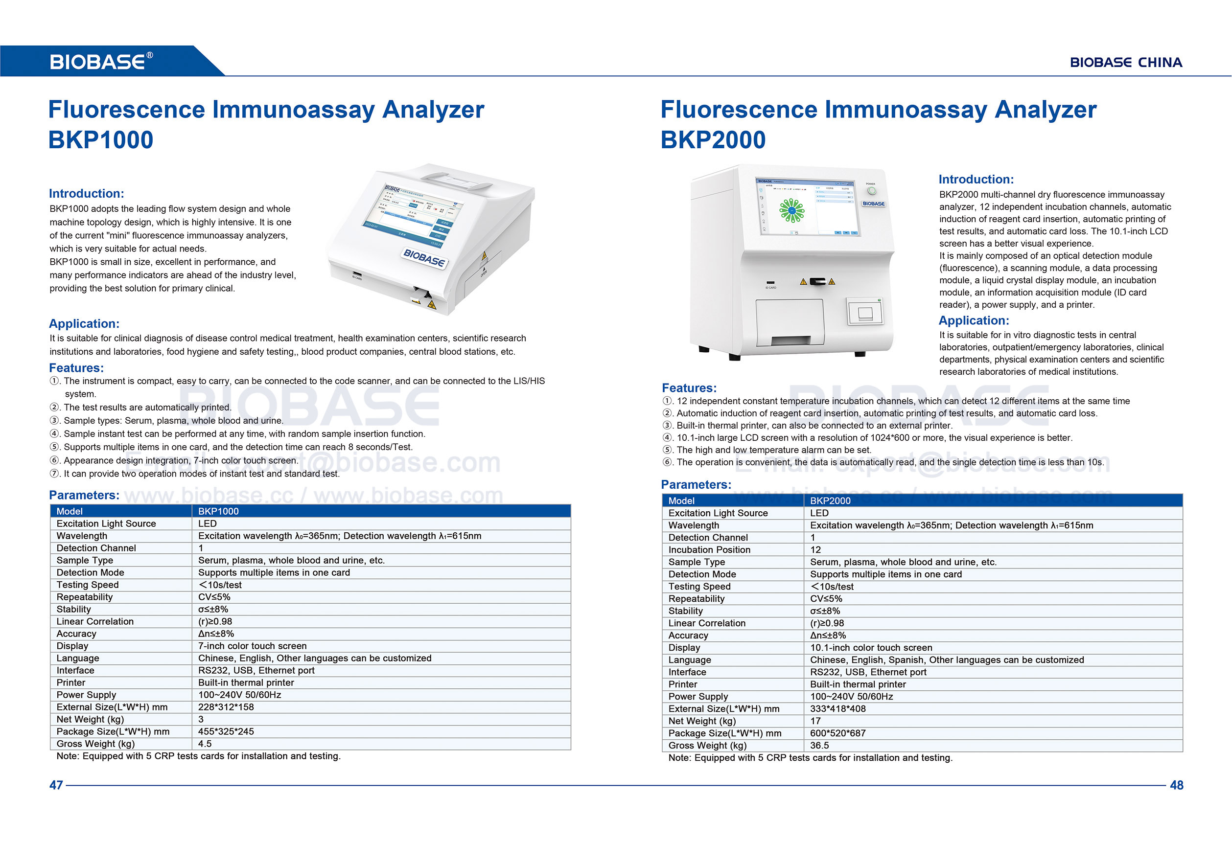 47-48 Fluorescence Immunoassay Analyzer BKP1000&BKP2000