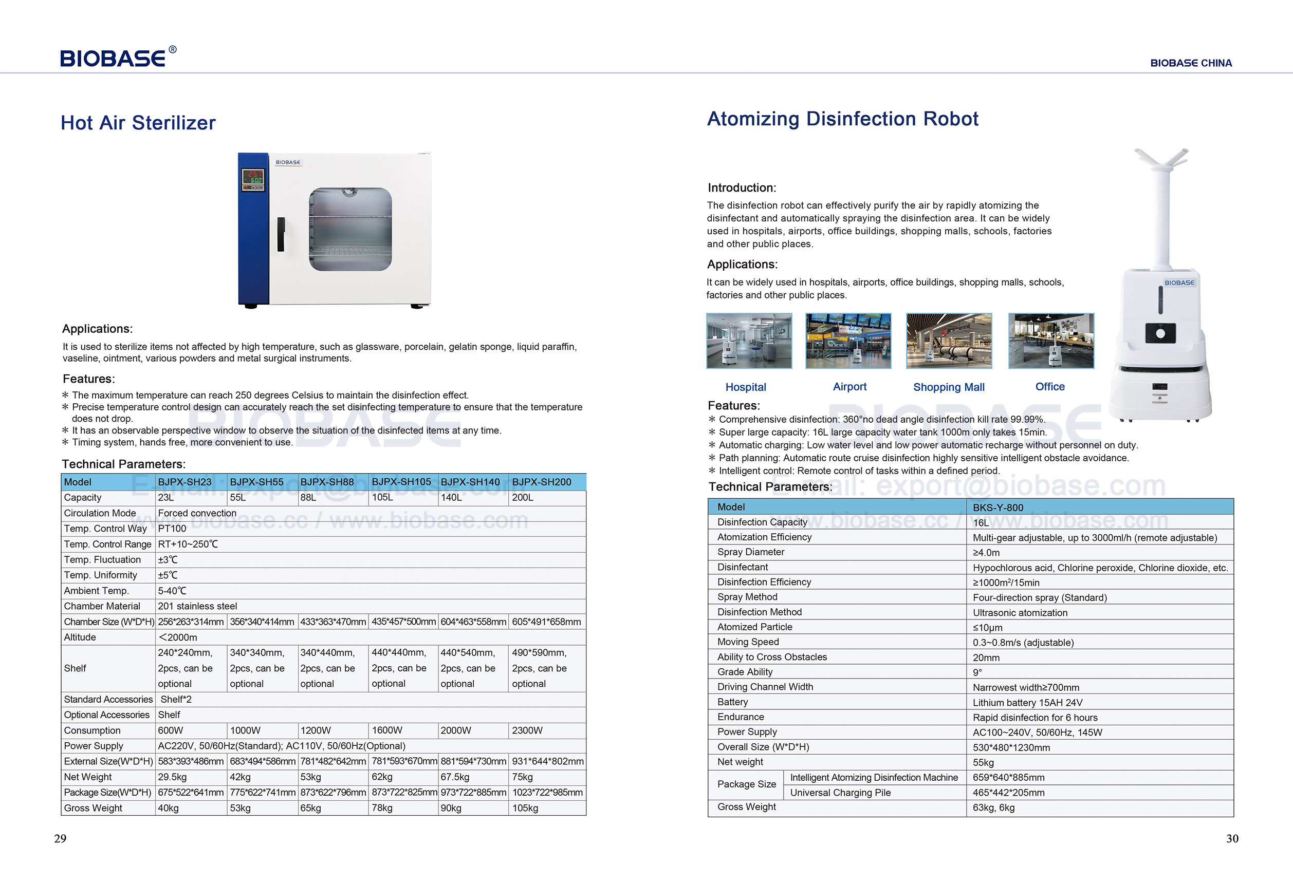 29-30 Hot Air Sterilizer & Atomizing Disinfection Robot