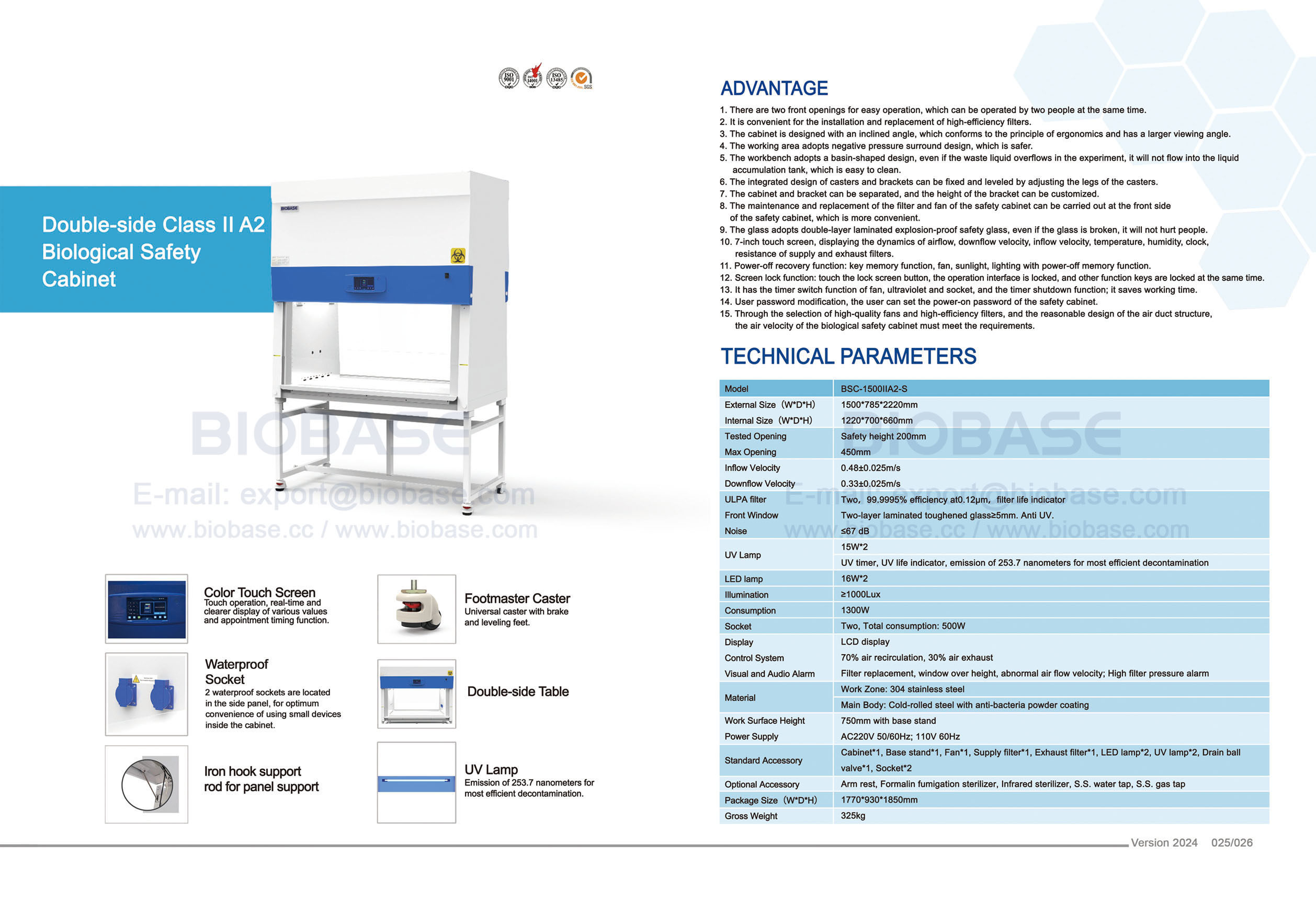 25-26 Double-side Class II A2 Biological Safety Cabinet