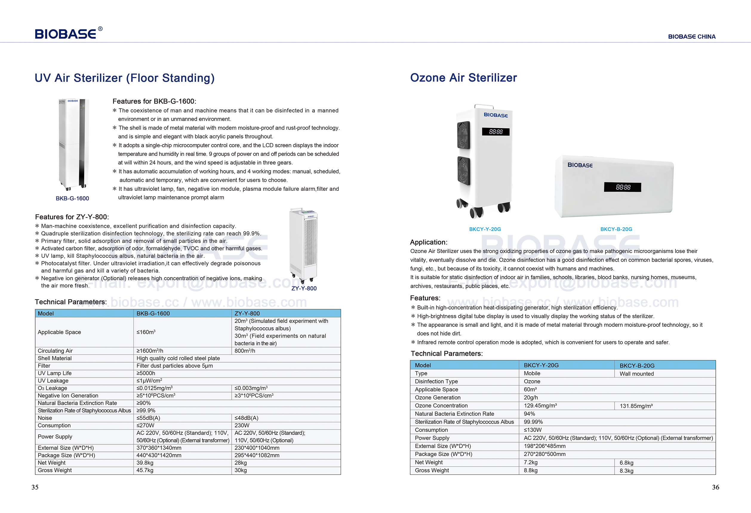 35-36 UV Air Sterilizer (Floor Standing) & Ozone Air Sterilizer
