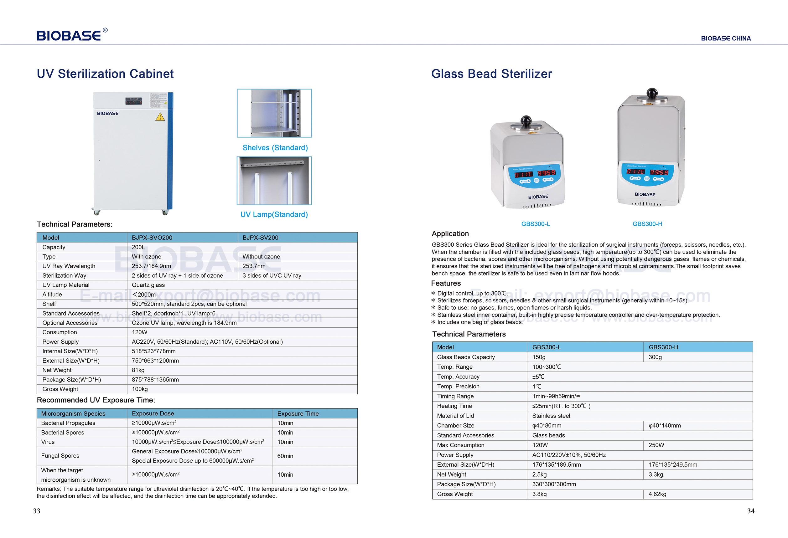 33-34 UV Sterilization Cabinet & Glass bead sterilizer 