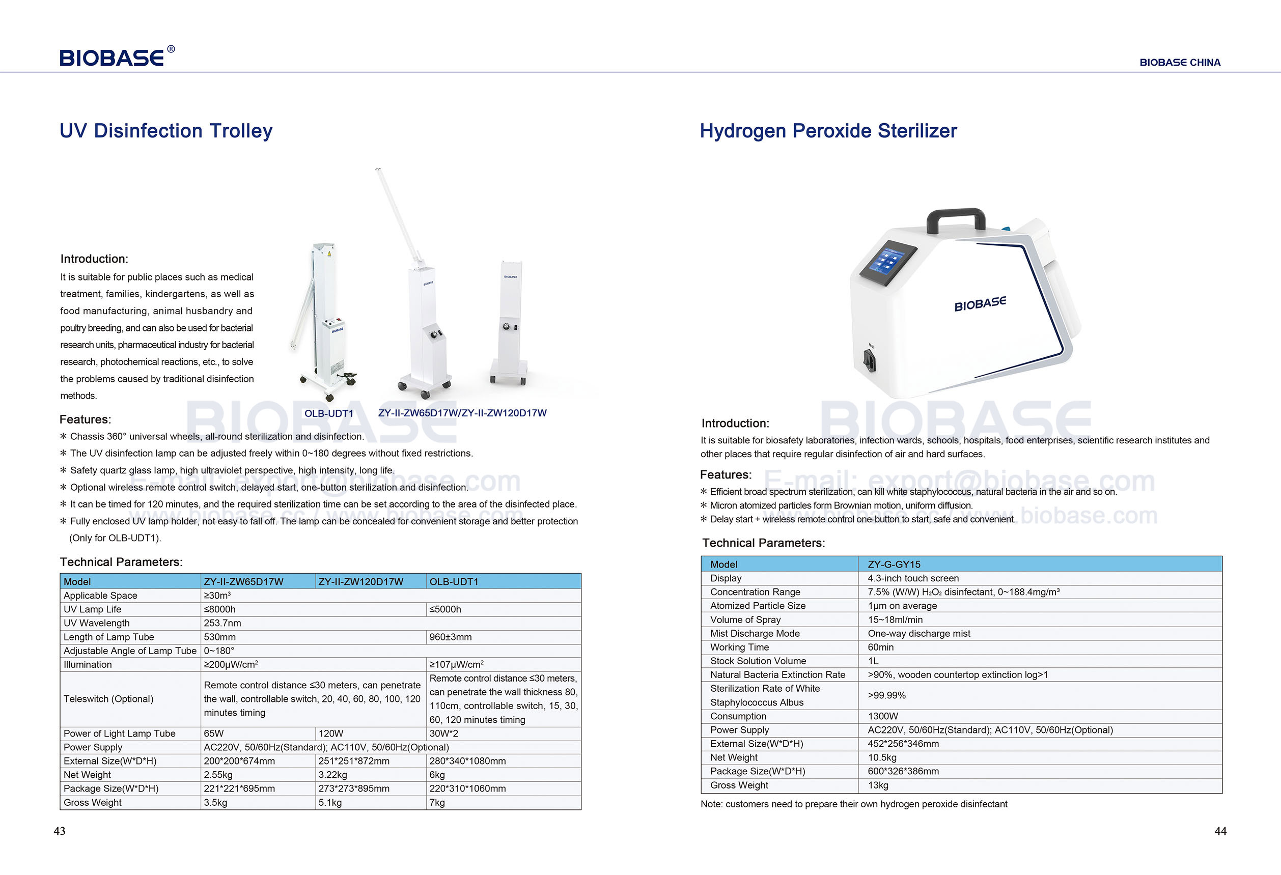 43-44 UV Disinfection Trolley & Hydrogen Peroxide Sterilizer