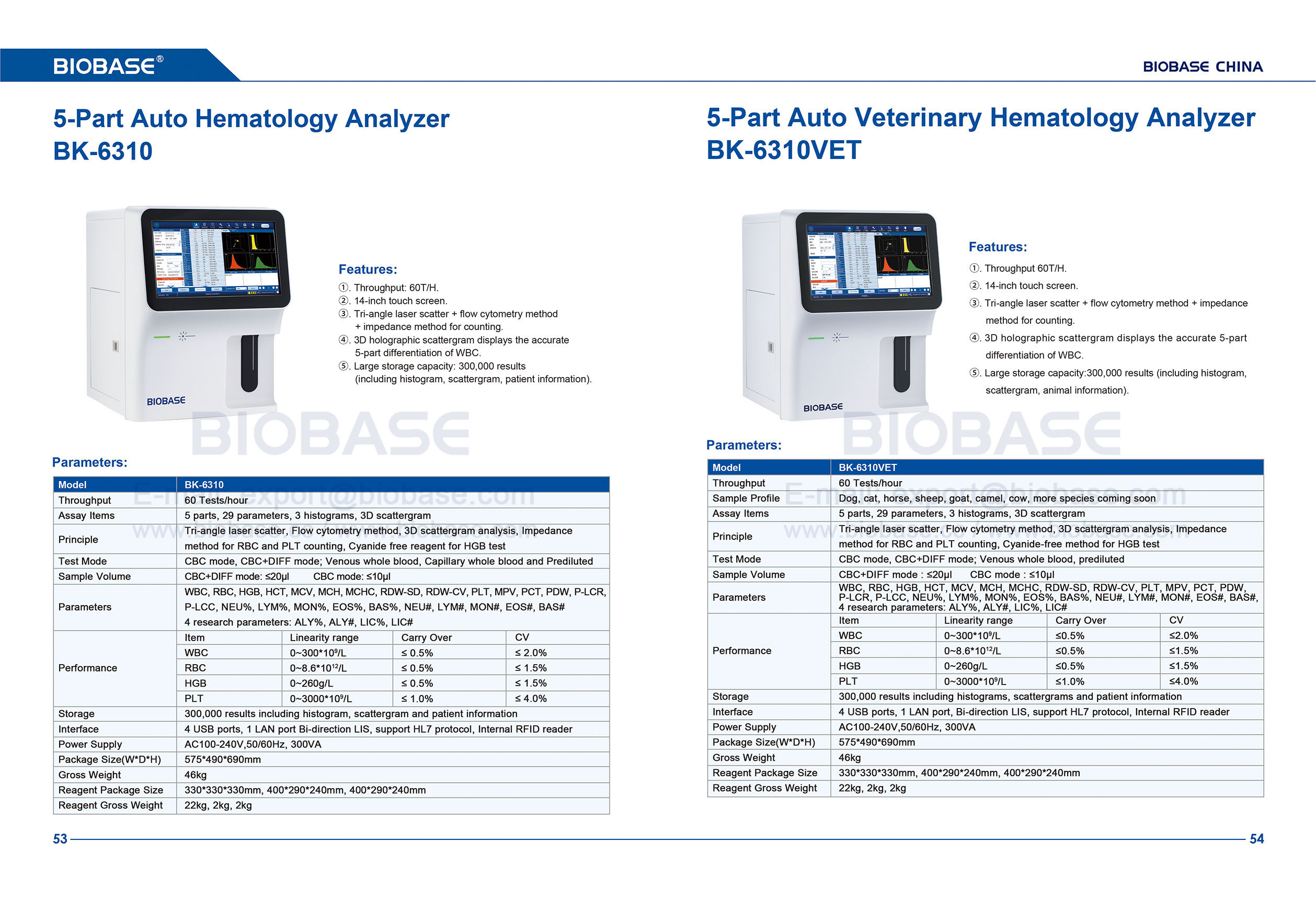 53-54 5-Part Auto Hematology Analyzer BK-6310&5-Part Auto Veterinary Hematology Analyzer BK-6310VET