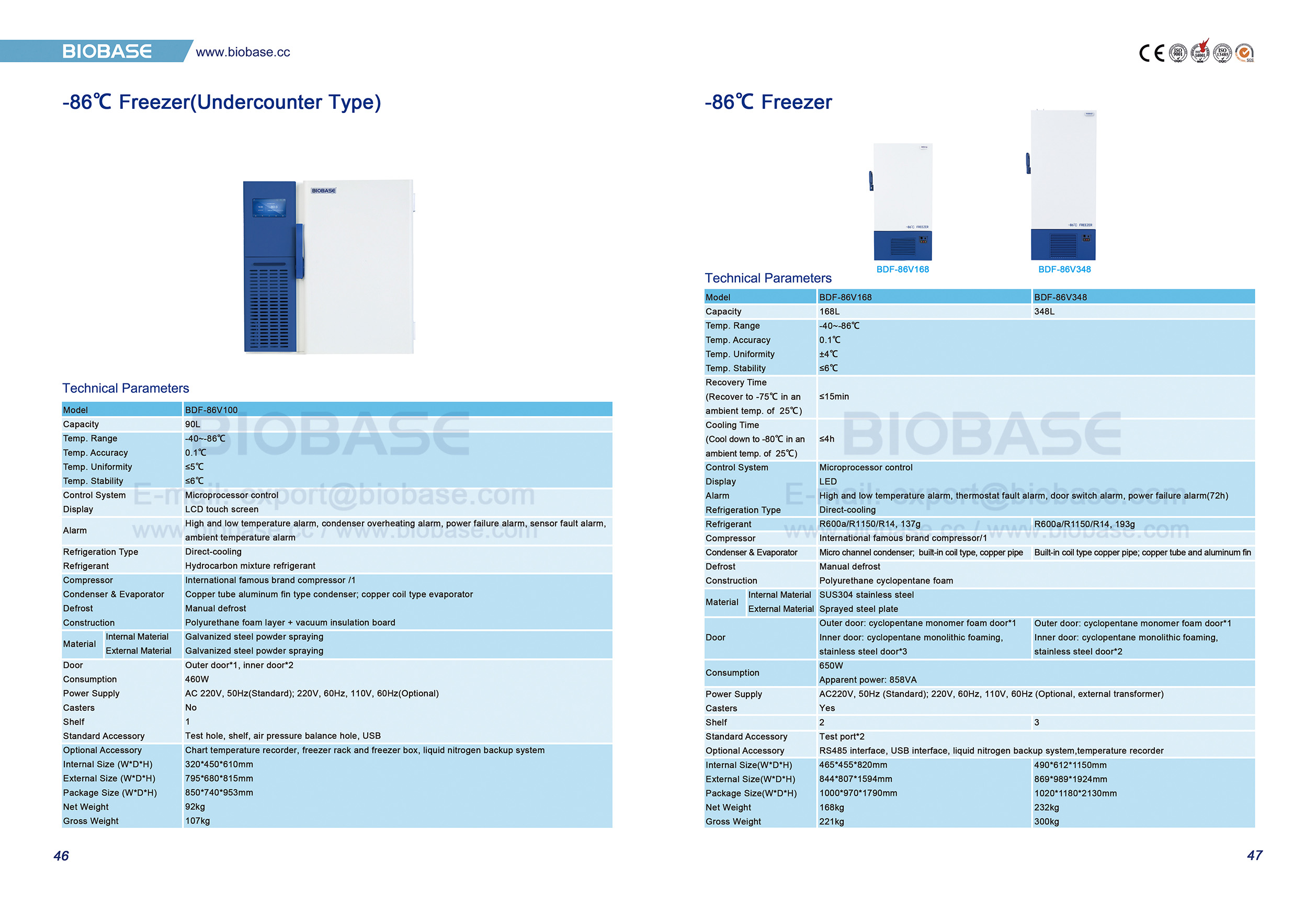 46-47 -86℃ Freezer(Undercounter Type) & -86&deg;C Freezer