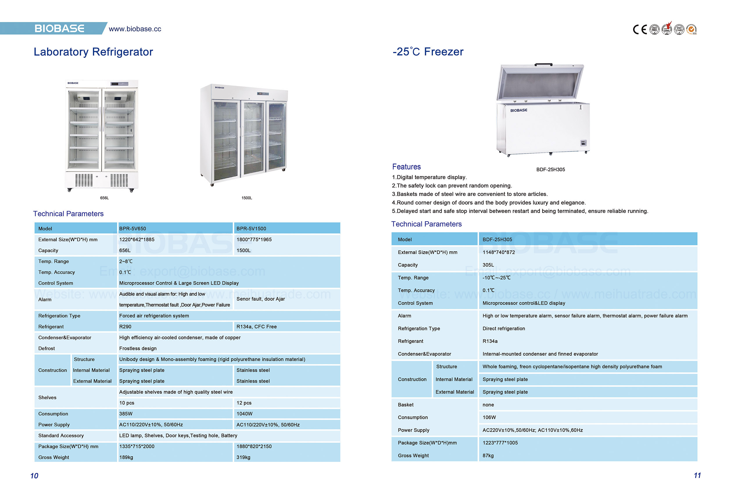 10-11 laboratory Refrigerator(Double Door) & -25℃ Freezer