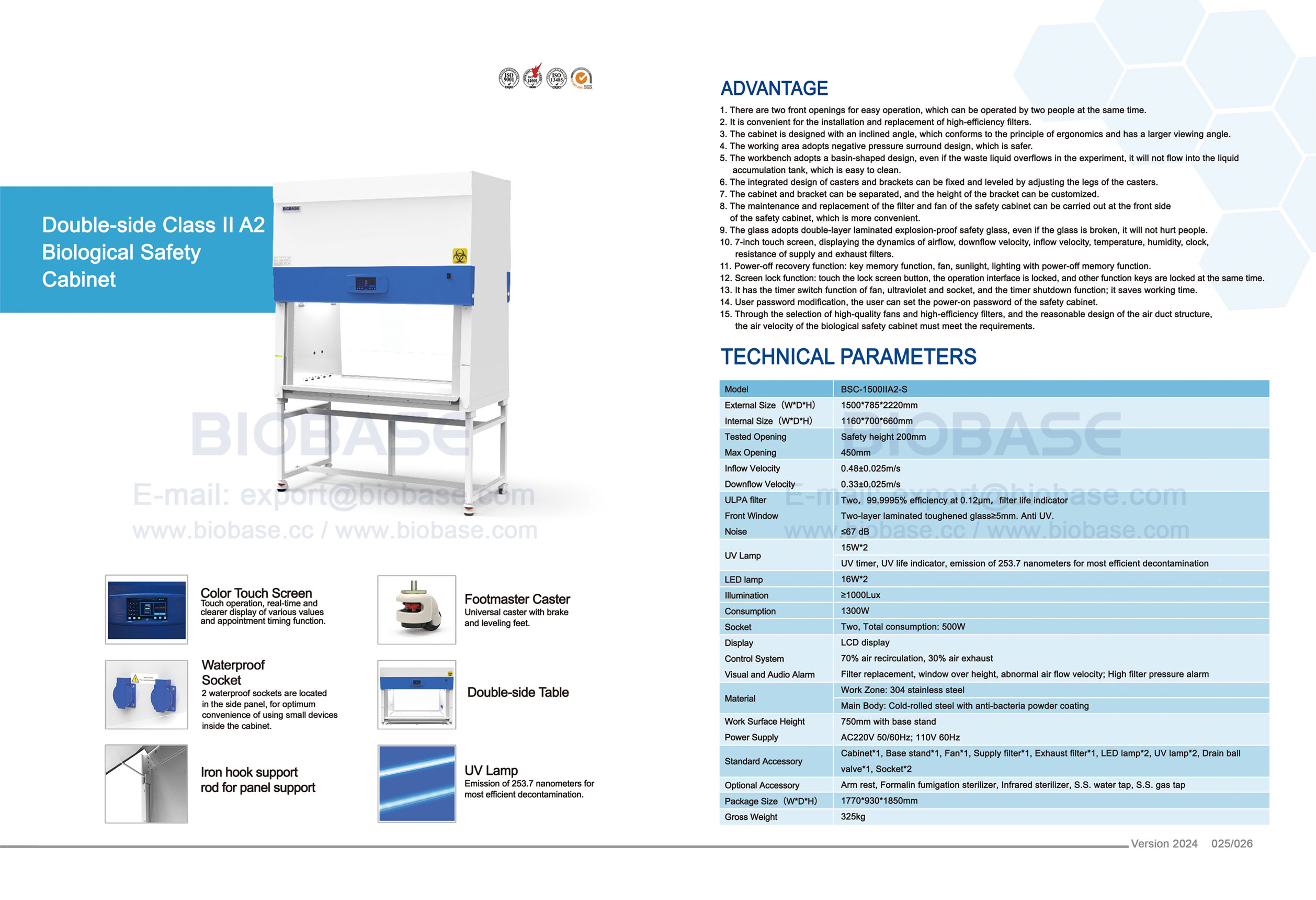 25-26 Double-side Class II A2 Biological Safety Cabinet