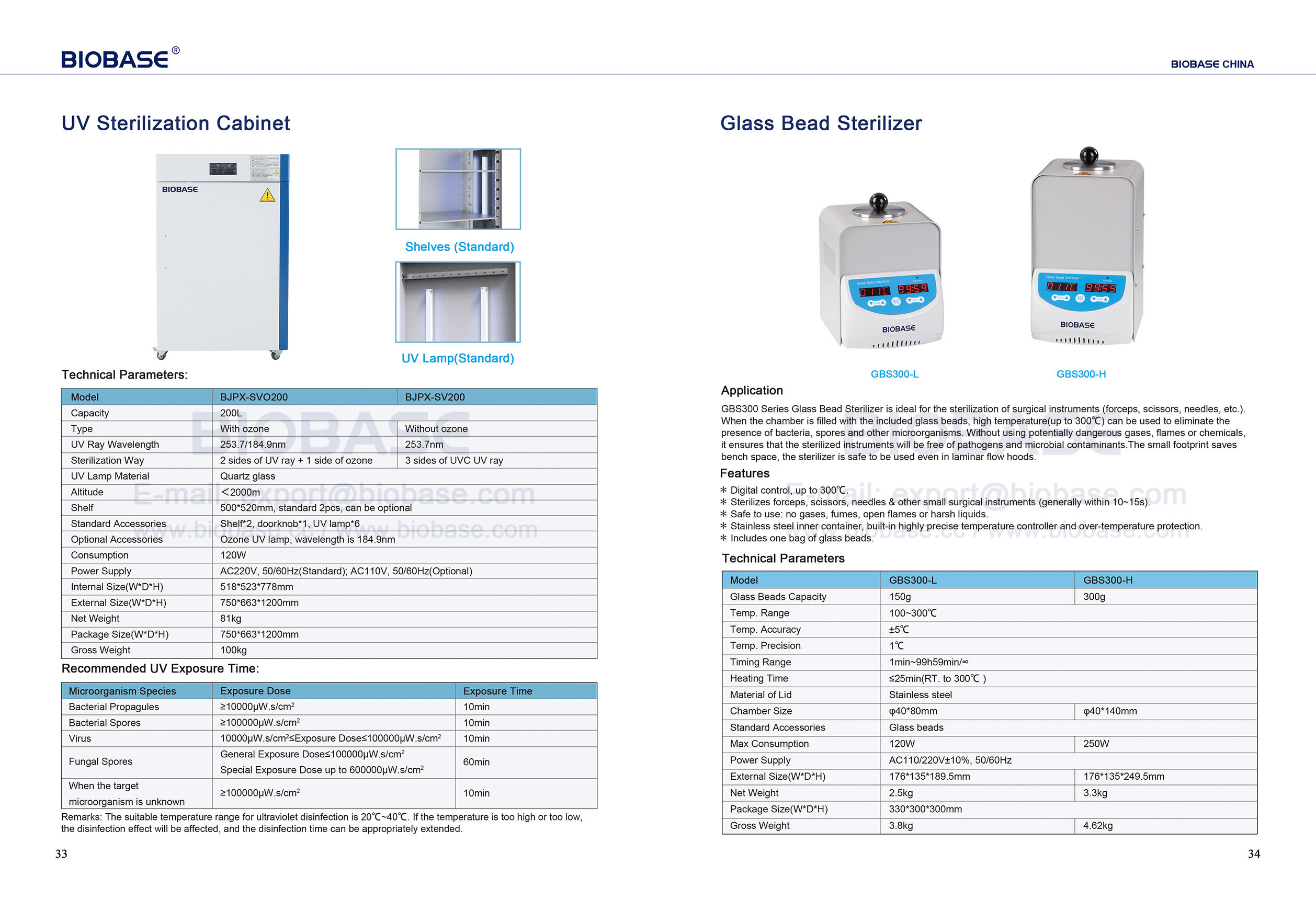 33-34 UV Sterilization Cabinet & Glass bead sterilizer