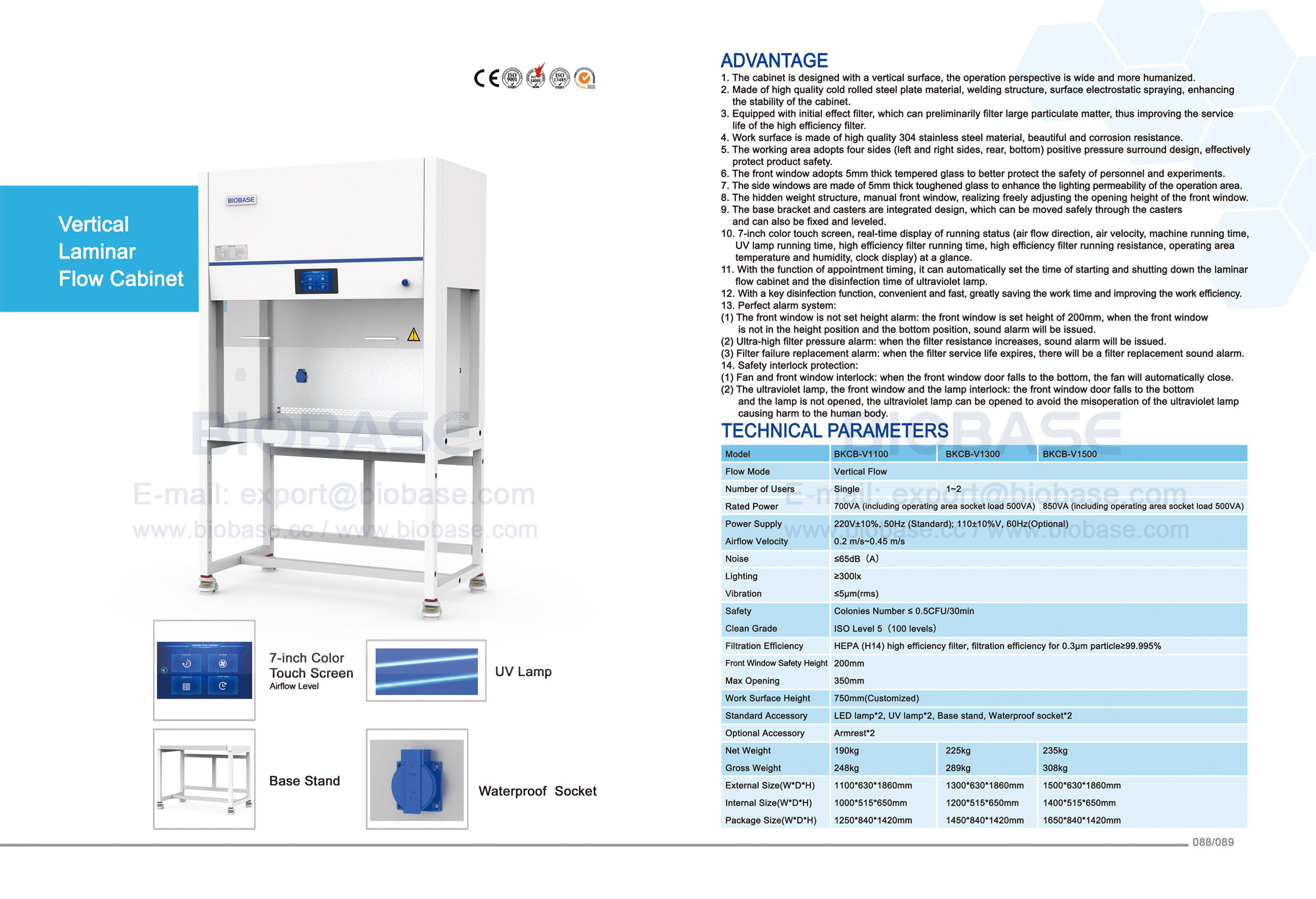 88-89 Vertical Laminar Flow Cabinet BKCB-V1100 BKCB-V1300 BKCB-V1500