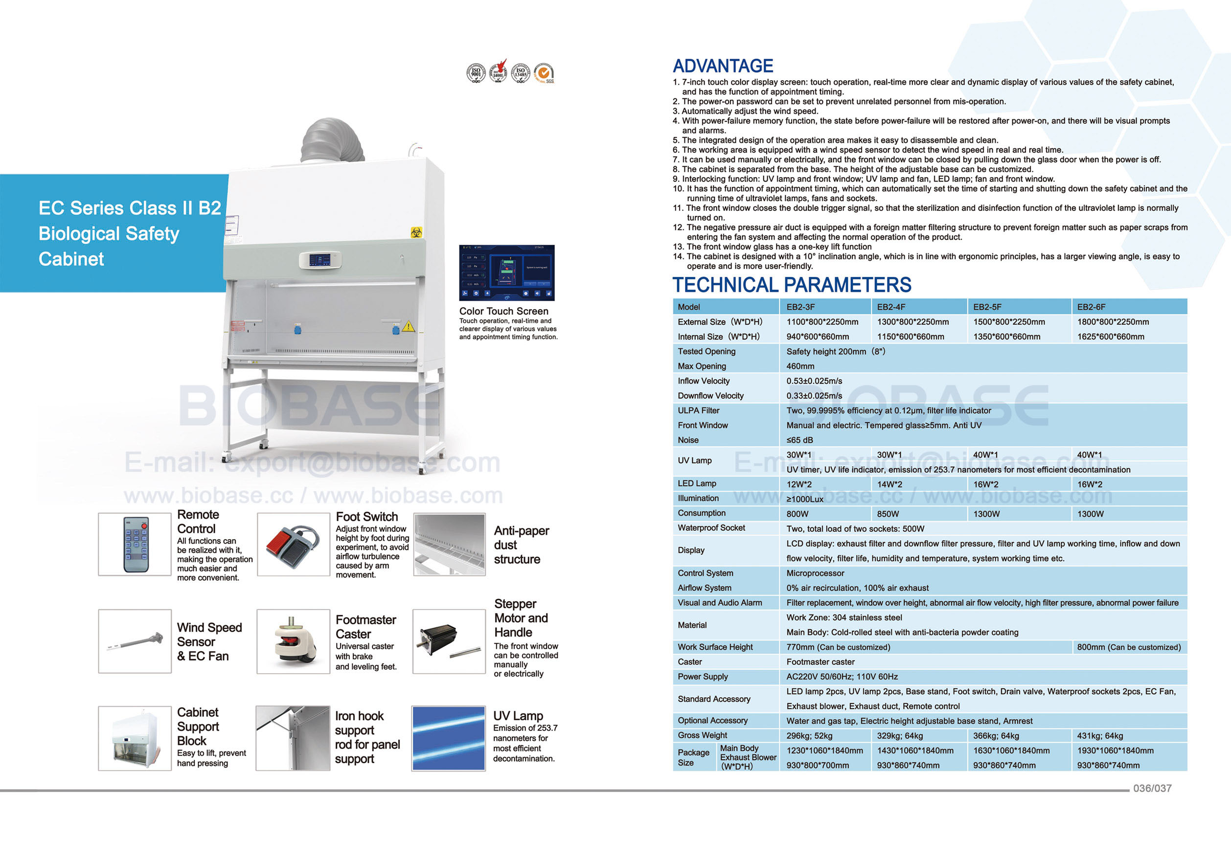 36-37 EC Series Class II B2 Biological Safety Cabinet EB2-3F & EB2-4F & EB2-5F & EB2-6F