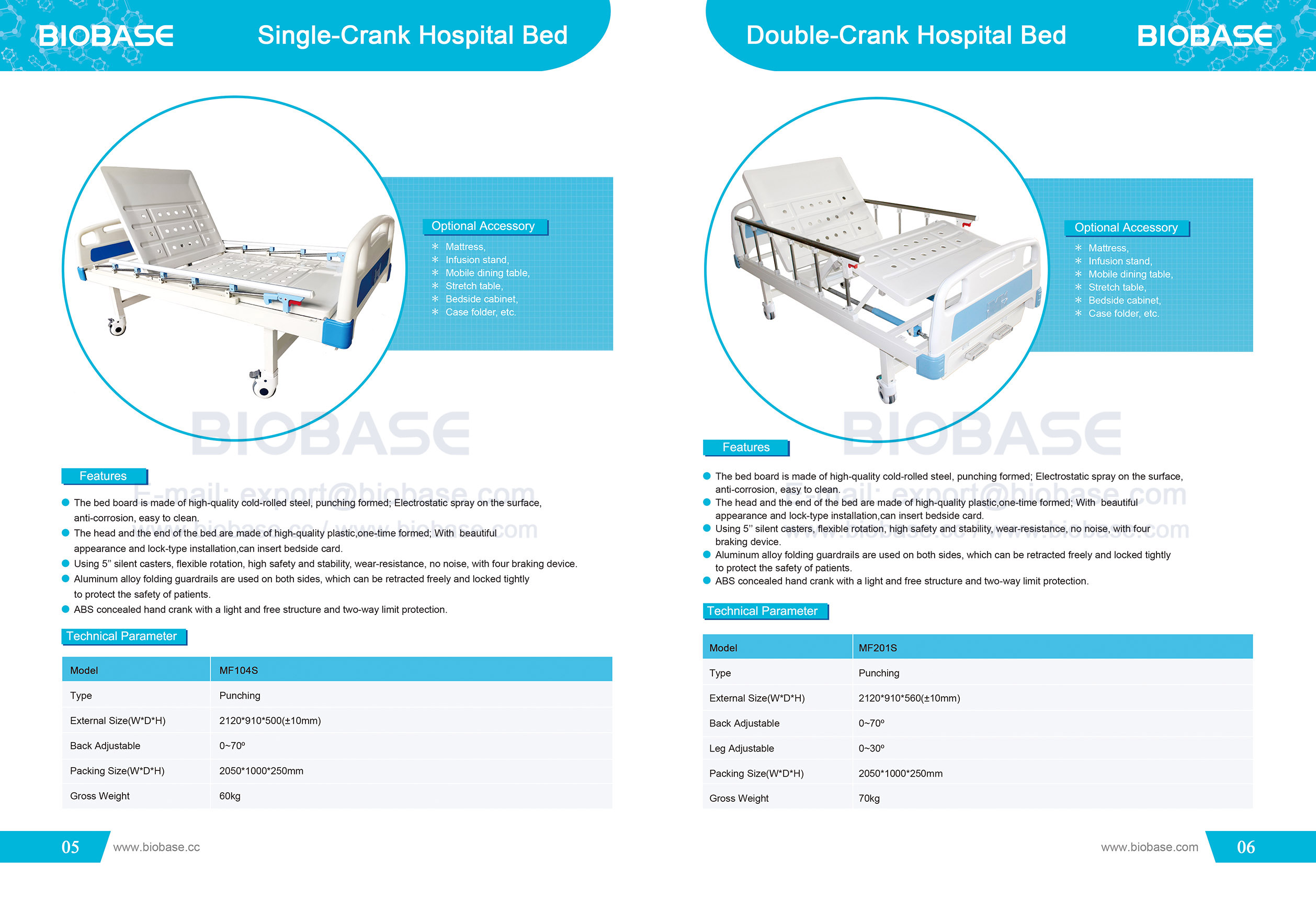 5-6 Single-Crank Hospital Bed & Double-Crank Hospital Bed