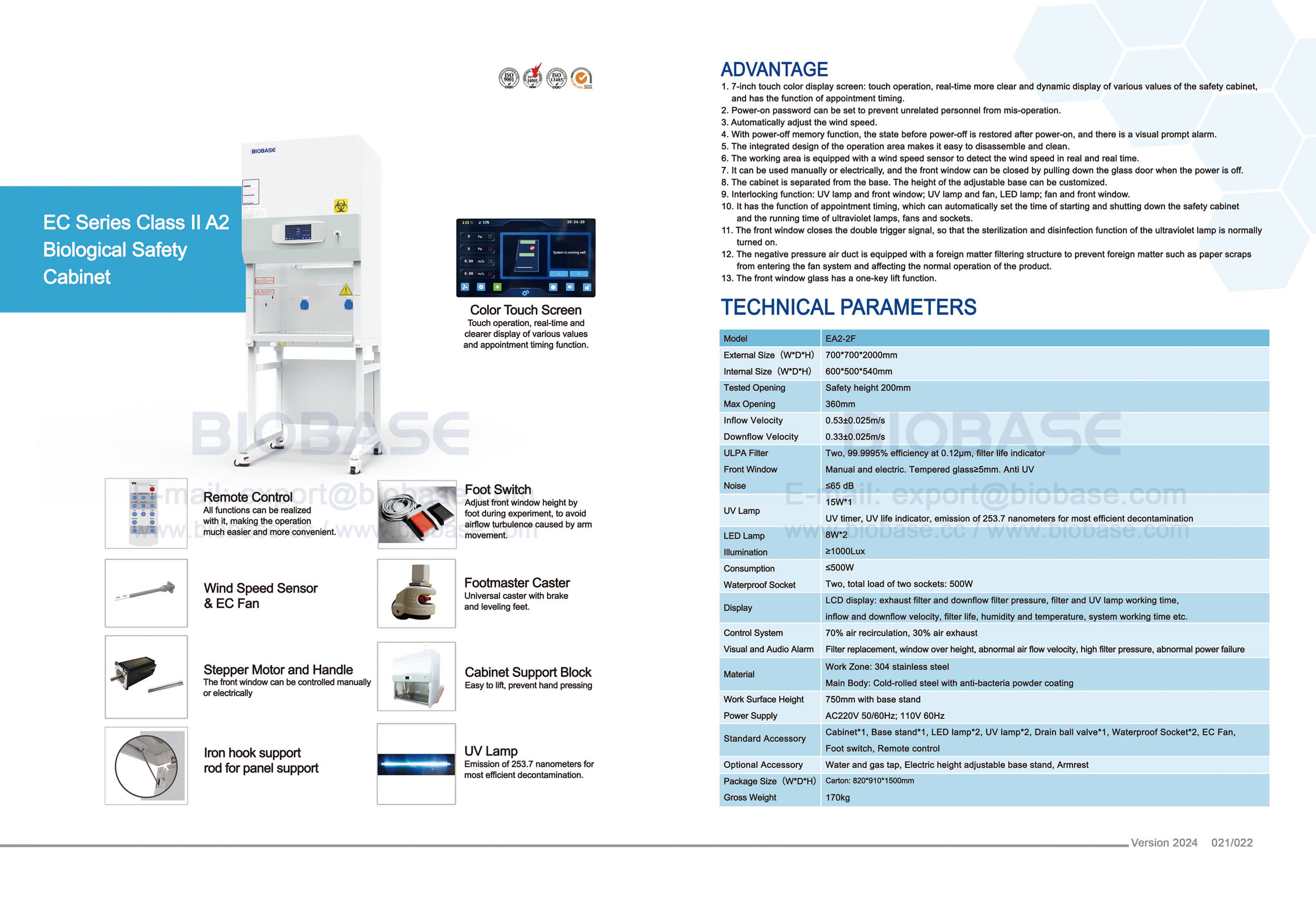 21-22 EC Series Class II A2 Biological Safety Cabinet EA2-2F