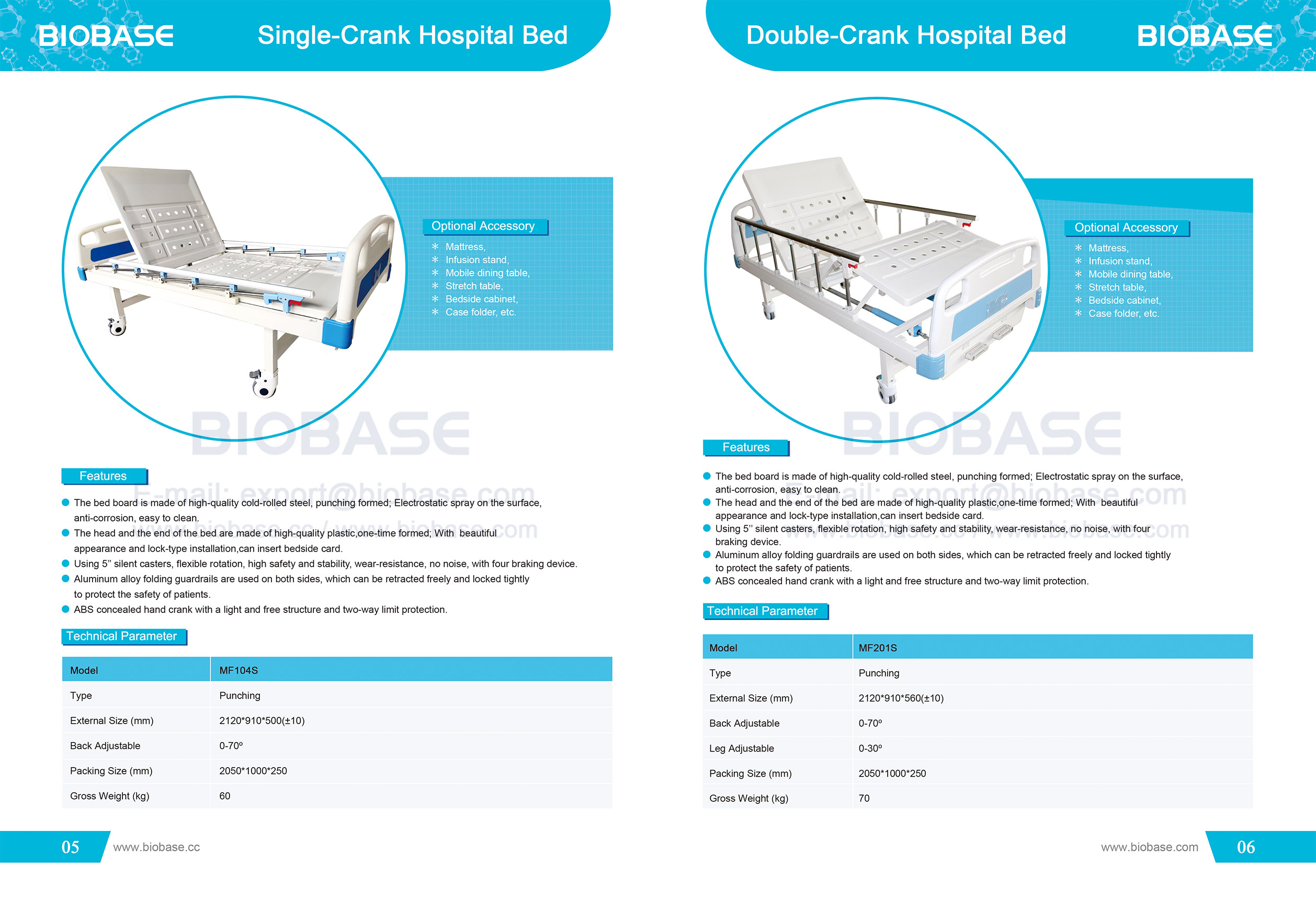 5-6 Single-Crank Hospital Bed & Double-Crank Hospital Bed