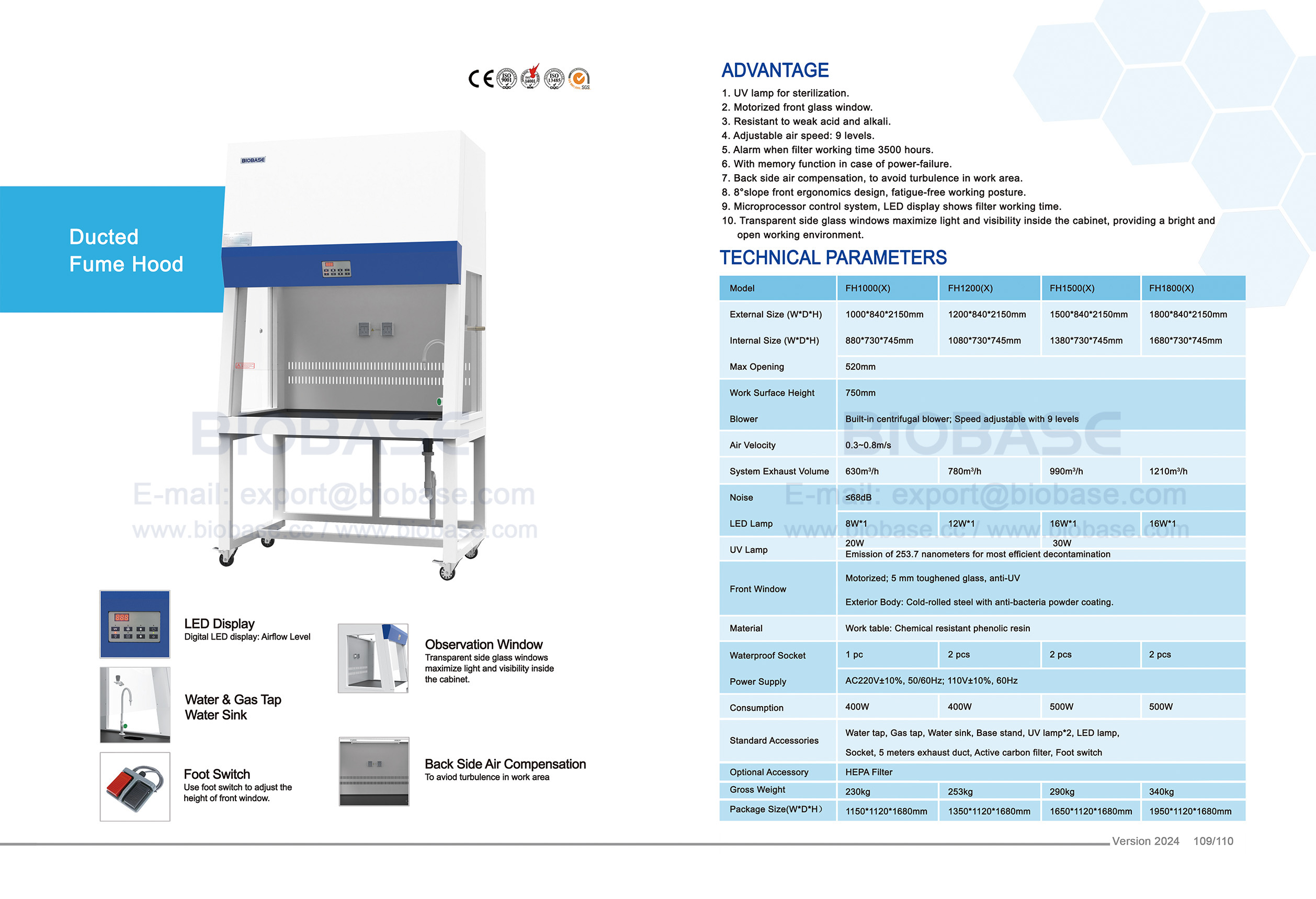 109-110 Fume Hood--FH1000(X)