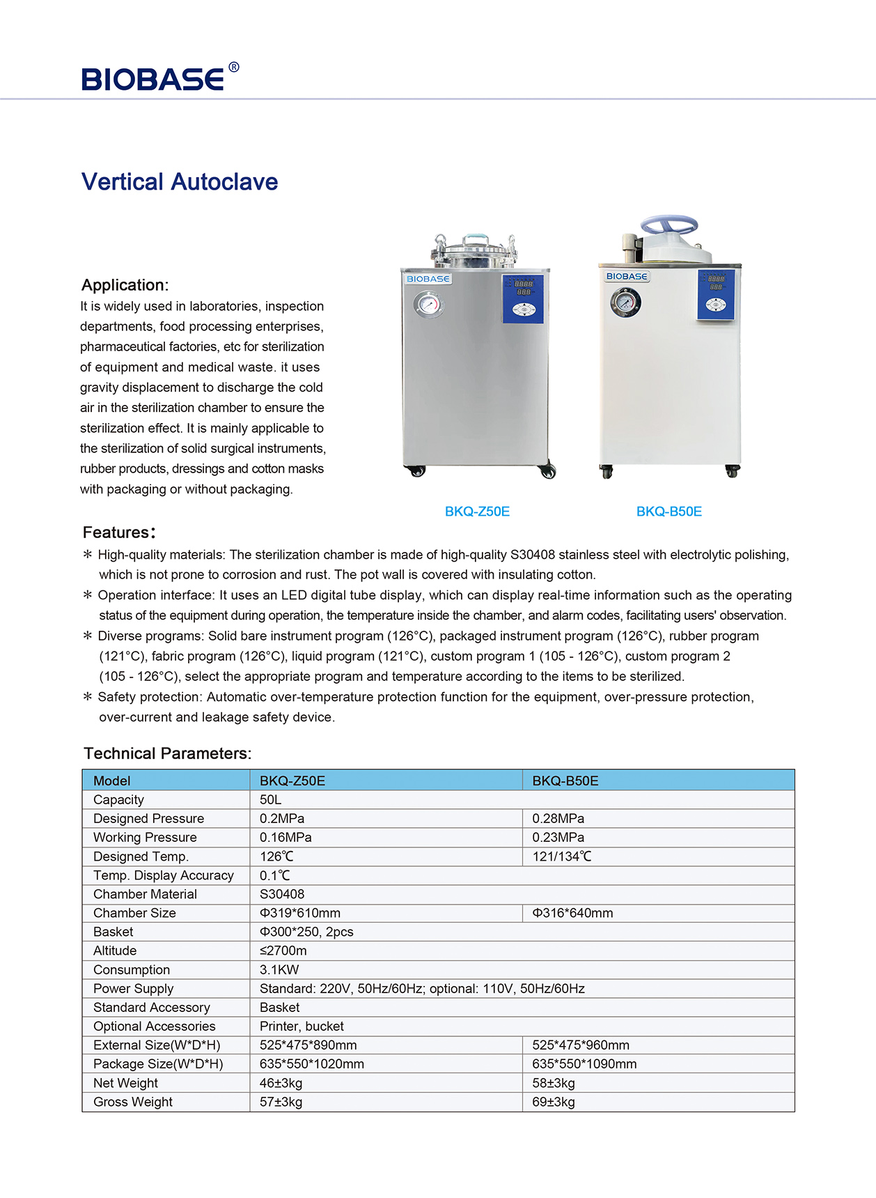 Vertical Autoclave BKQ-Z50E BKQ-B50E
