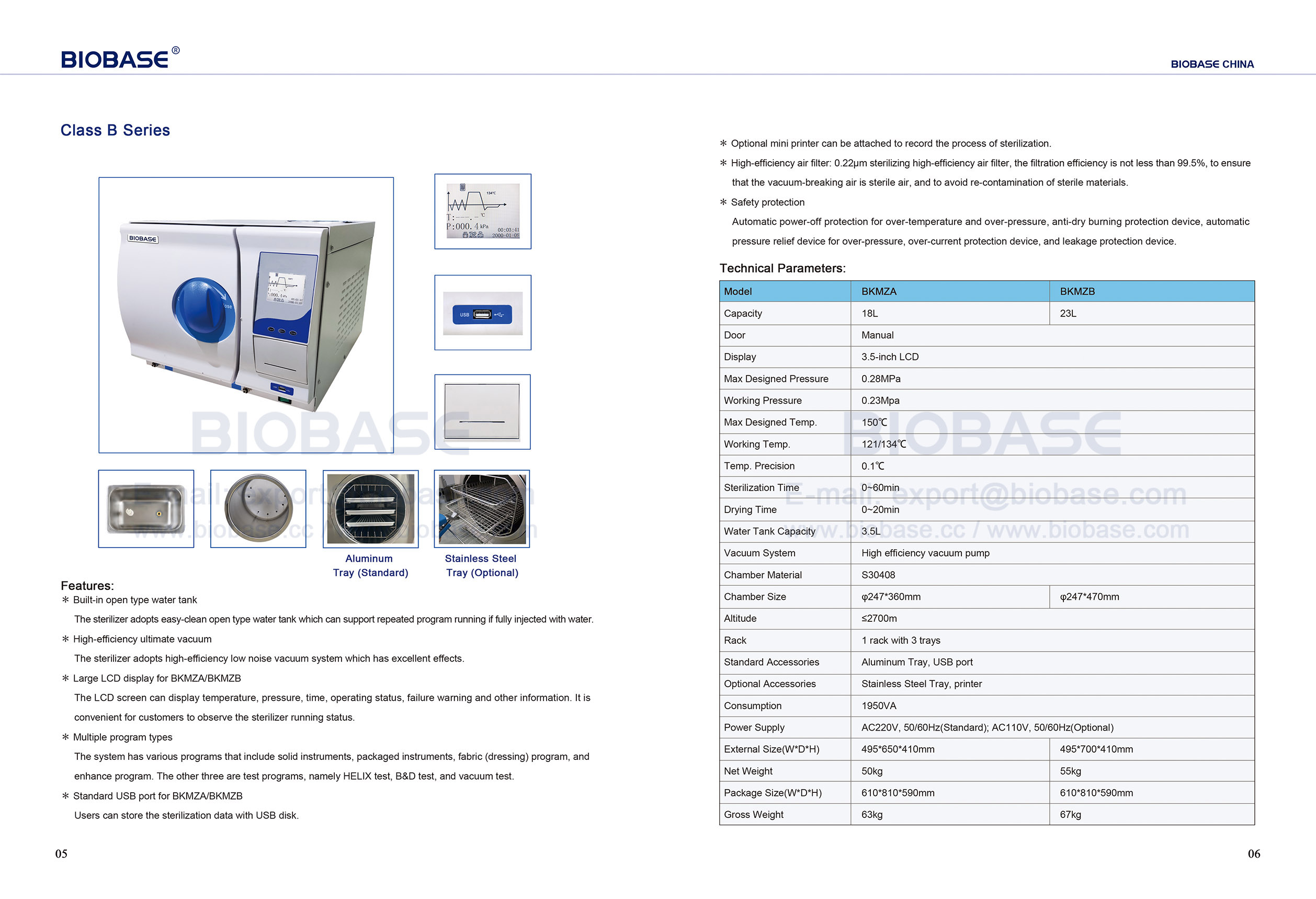 5-6 Table top autoclave Class B series