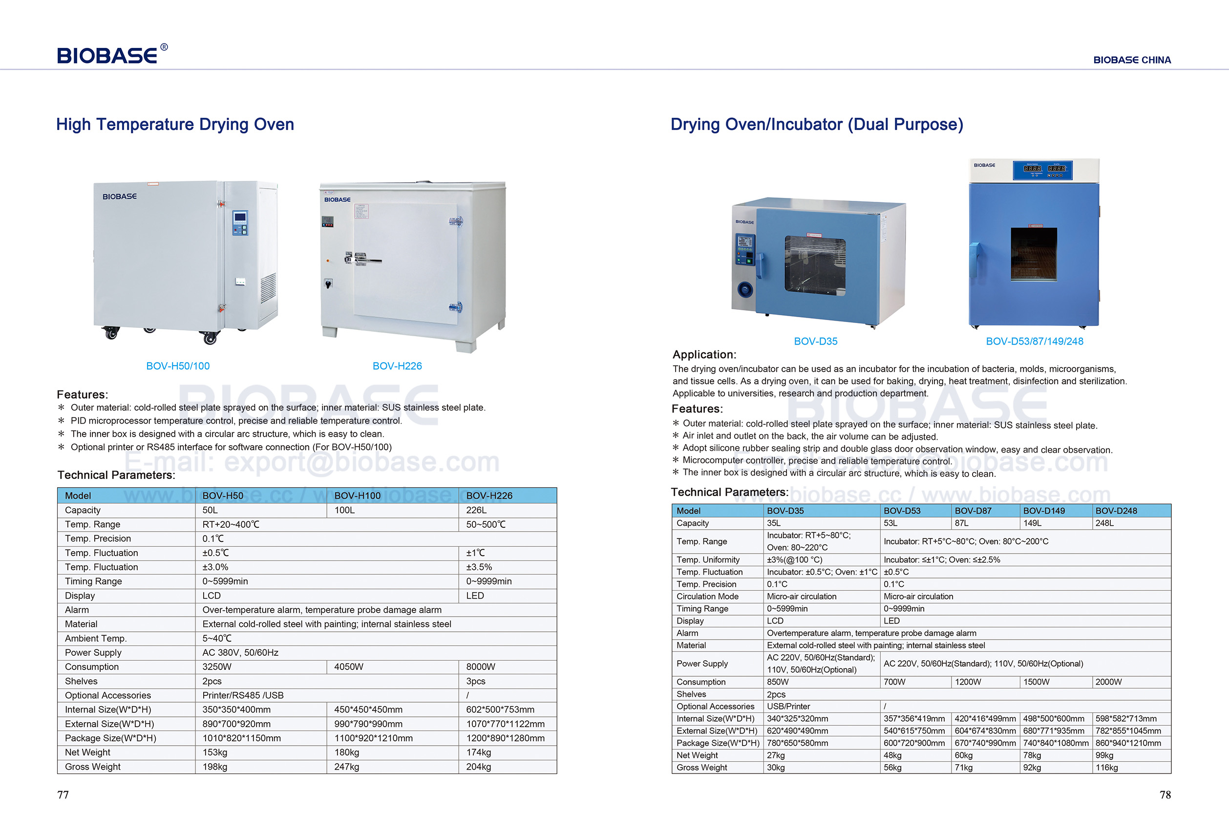 77-78 High Temperature Drying Oven & Drying OvenIncubator (Dual Purpose)