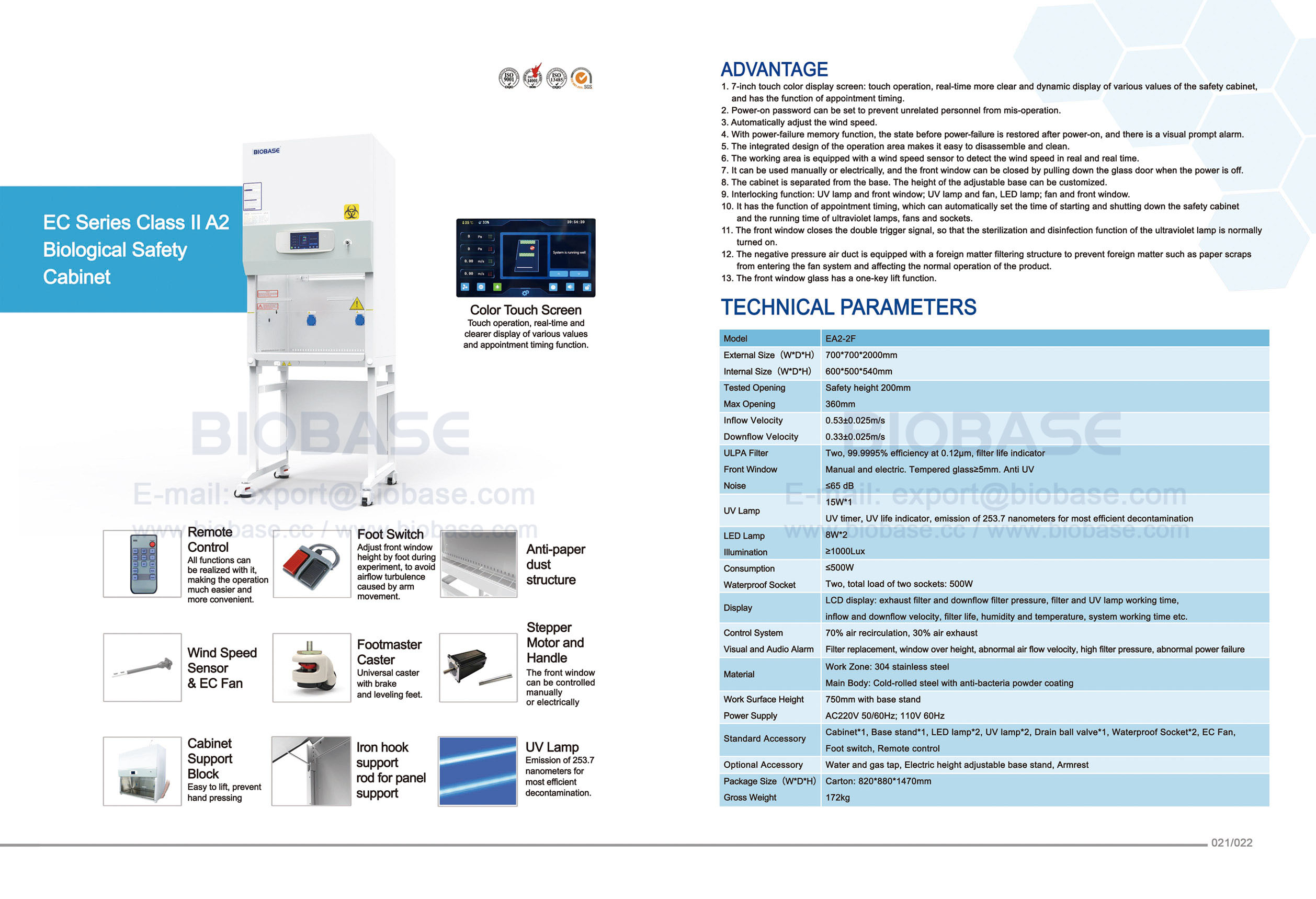 21-22 EC Series Class II A2 Biological Safety Cabinet EA2-2F