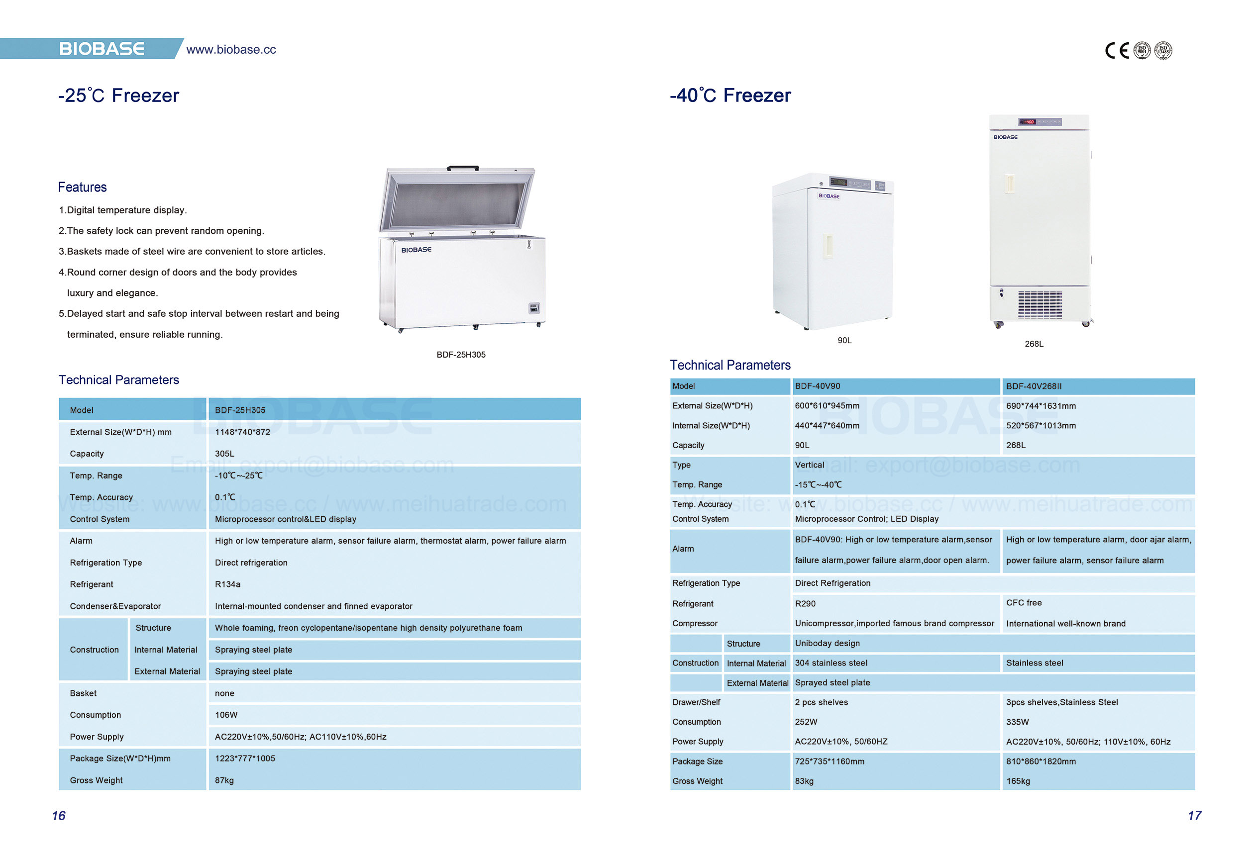 16-17 -25℃ Freezer (Separate Refrigerator) &-40℃ Freezer (Separate Refrigerator)