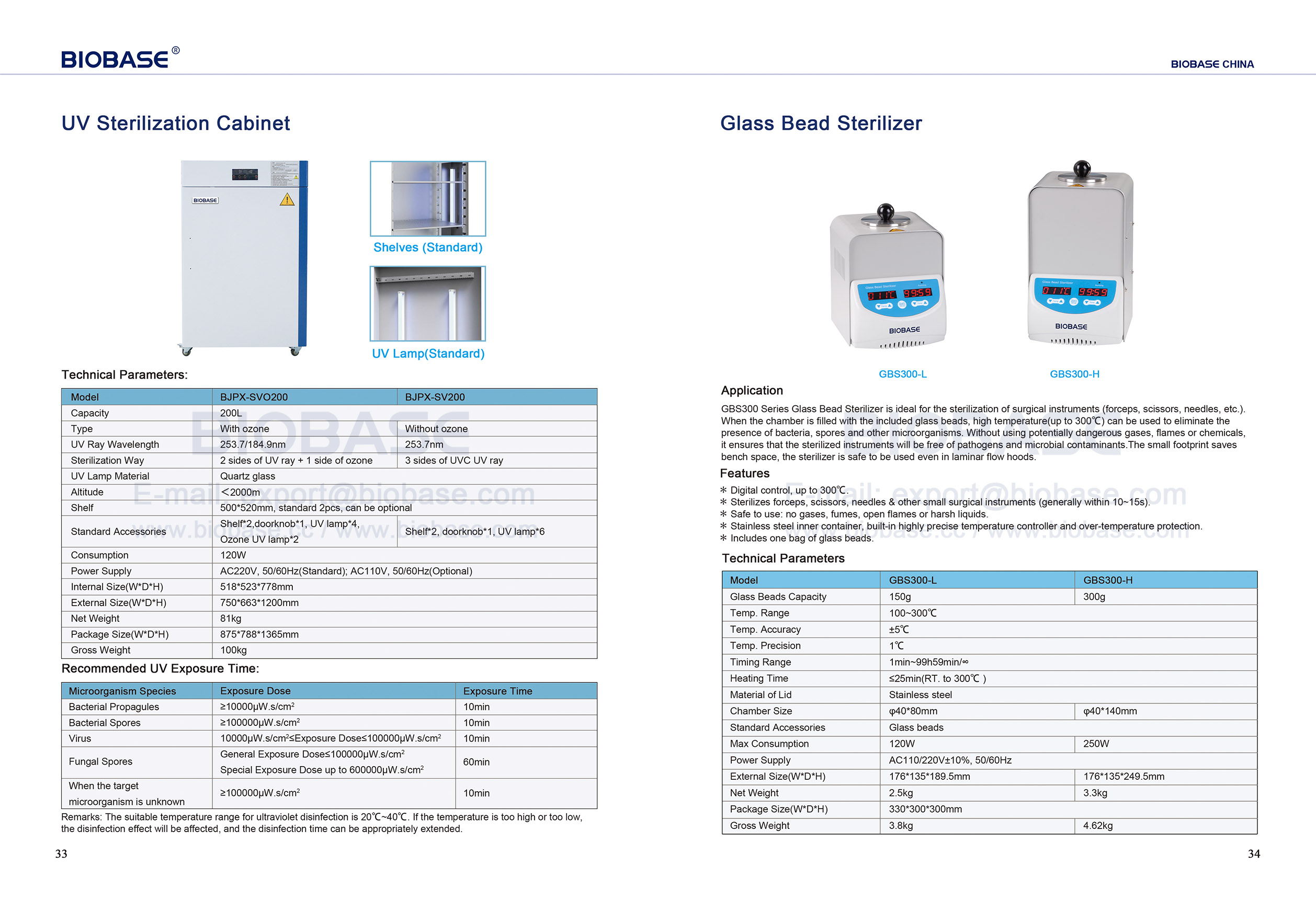 33-34 UV Sterilization Cabinet & Glass bead sterilizer 